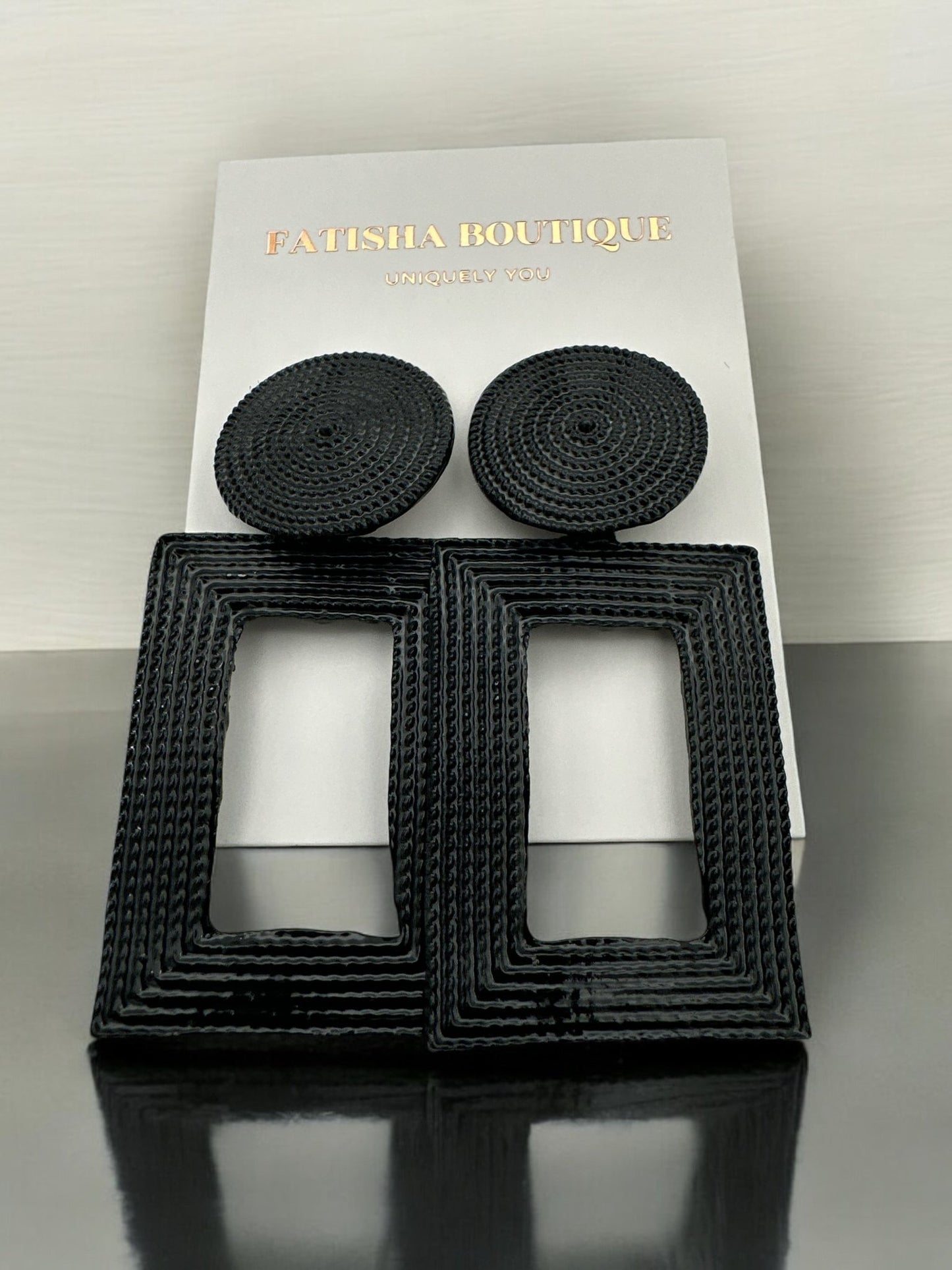 Geometric Textured Gold Statement Earrings – Bold Retro Dangle Earrings for Women - Fatisha Boutique
