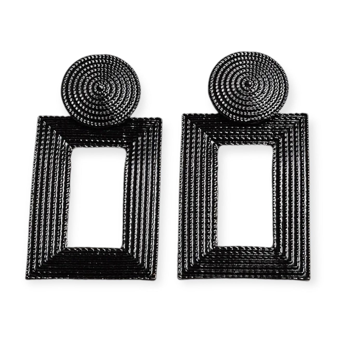 Geometric Textured Gold Statement Earrings – Bold Retro Dangle Earrings for Women - Fatisha Boutique