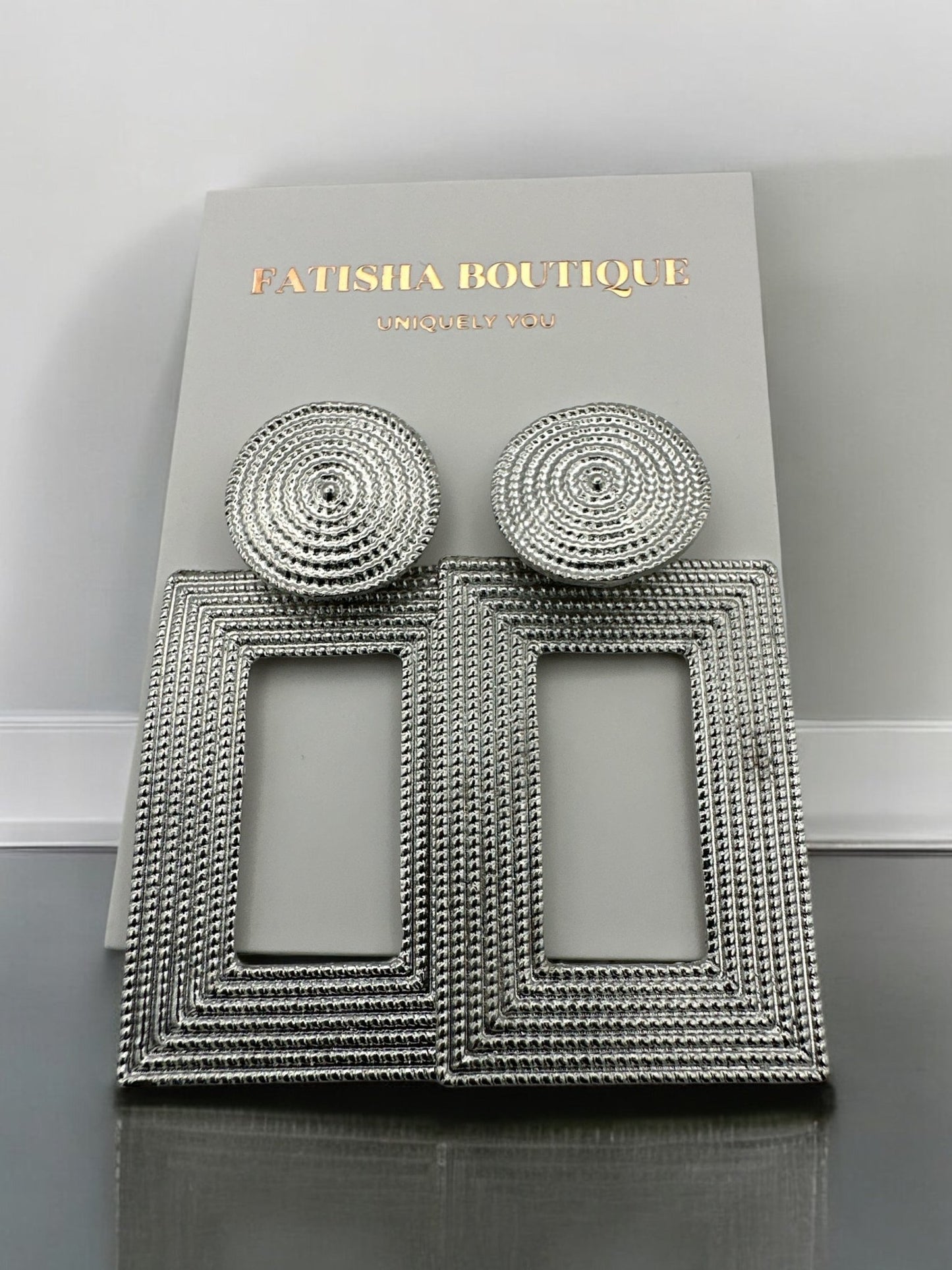 Geometric Textured Gold Statement Earrings – Bold Retro Dangle Earrings for Women - Fatisha Boutique