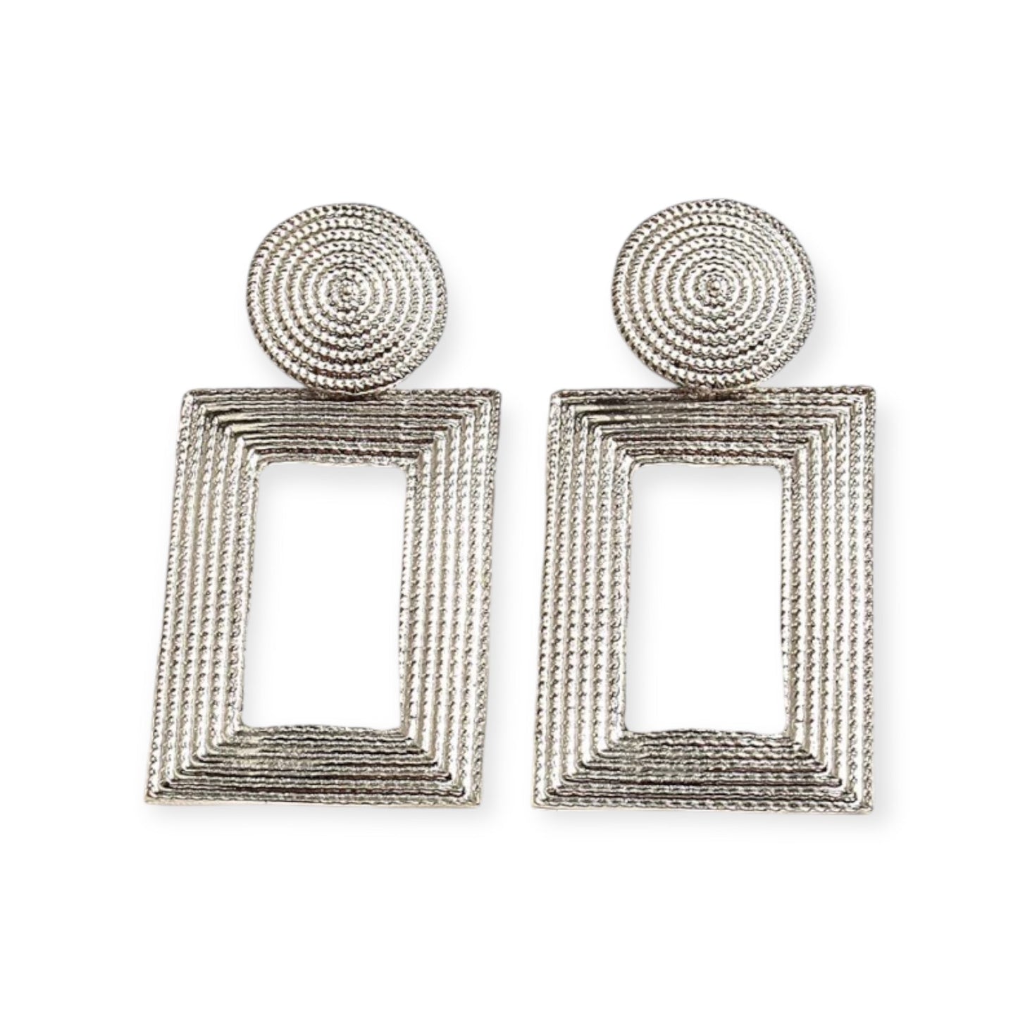 Geometric Textured Gold Statement Earrings – Bold Retro Dangle Earrings for Women - Fatisha Boutique