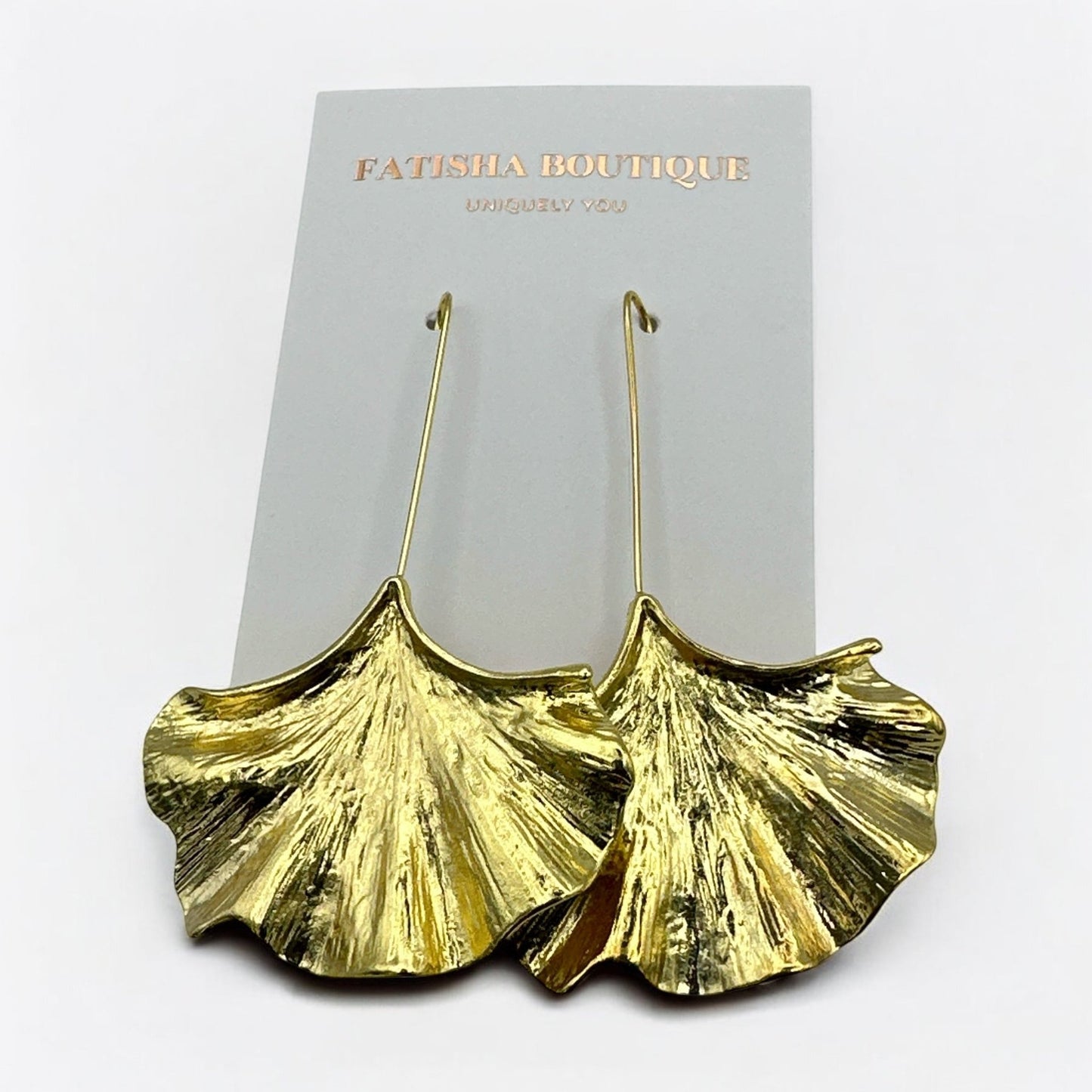 Ginkgo Leaf Dangle Earrings – Nature - Inspired in Gold or Silver - Fatisha Boutique