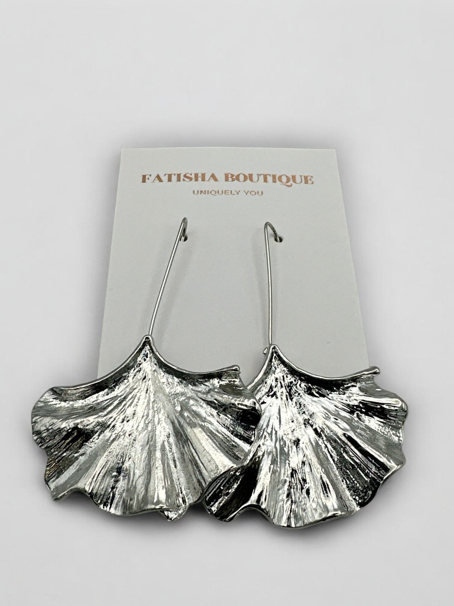 Ginkgo Leaf Dangle Earrings – Nature - Inspired in Gold or Silver - Fatisha Boutique