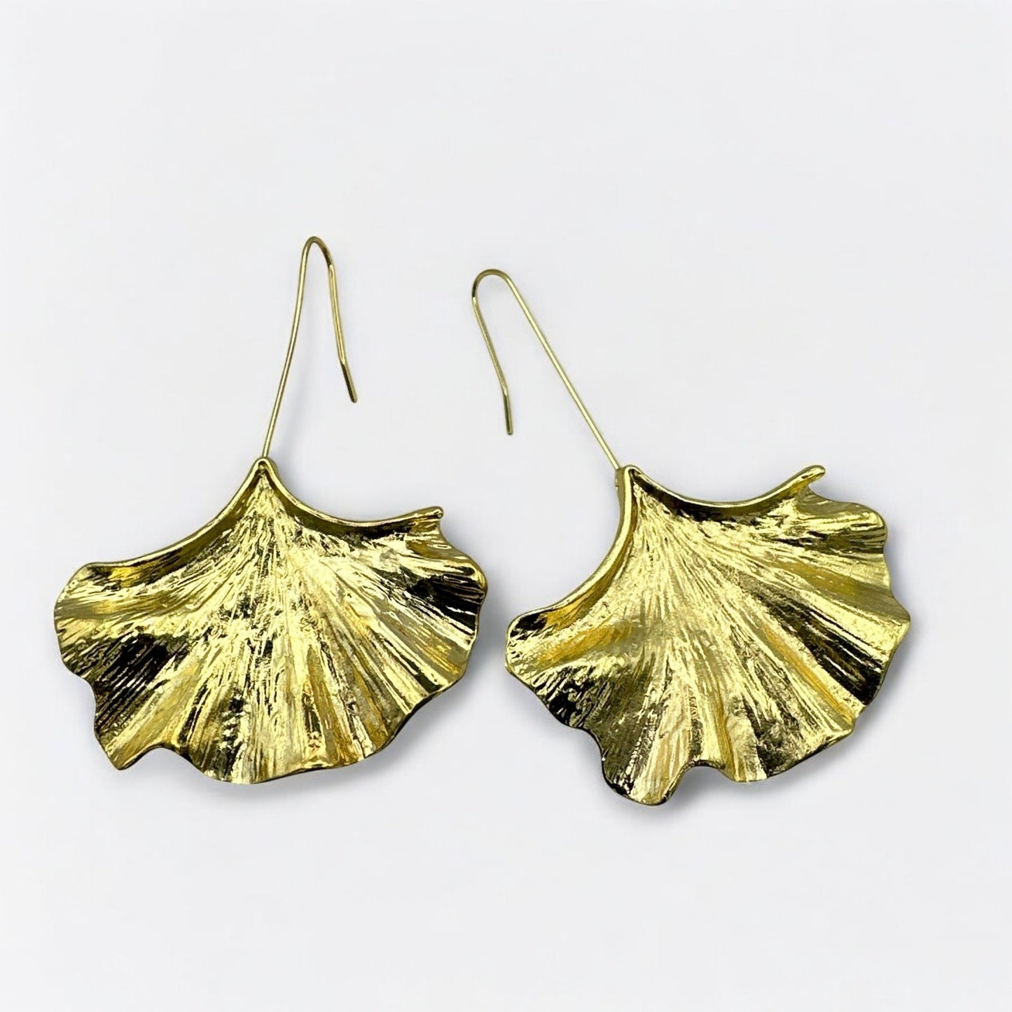 Ginkgo Leaf Dangle Earrings – Nature - Inspired in Gold or Silver - Fatisha Boutique