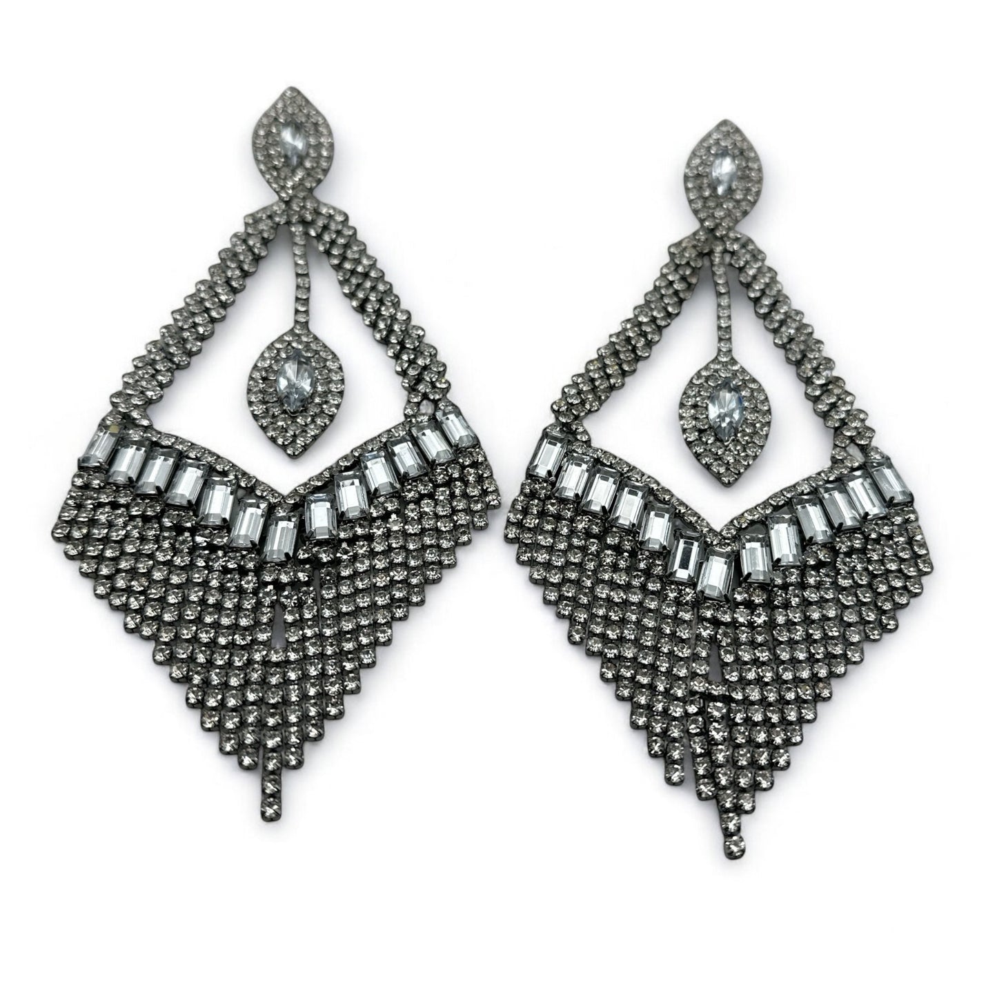 Glam Rhinestone Tassel Statement Earrings – Bold Elegant Dangle Jewellery for Special Occasions - Fatisha Boutique