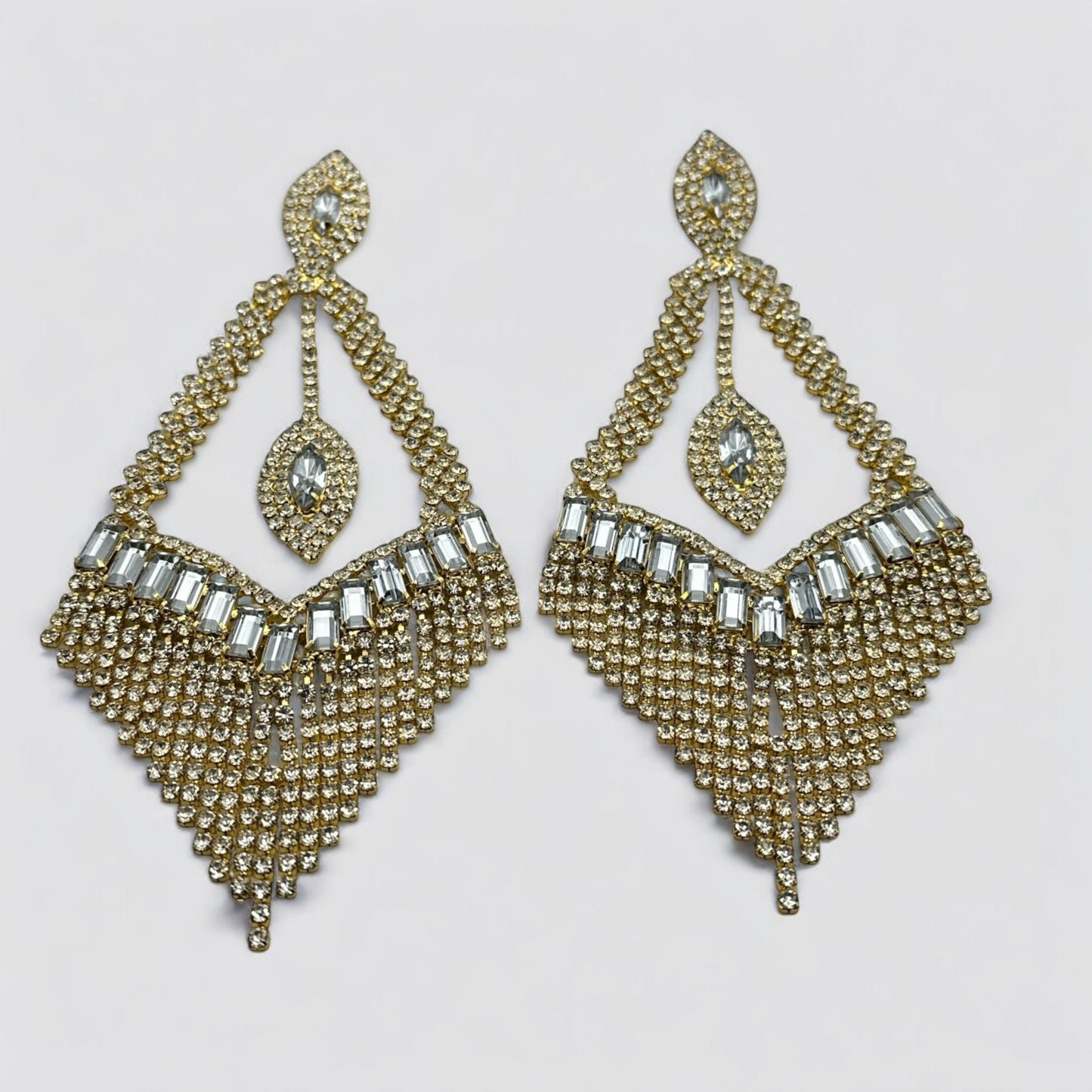 Glam Rhinestone Tassel Statement Earrings – Bold Elegant Dangle Jewellery for Special Occasions - Fatisha Boutique