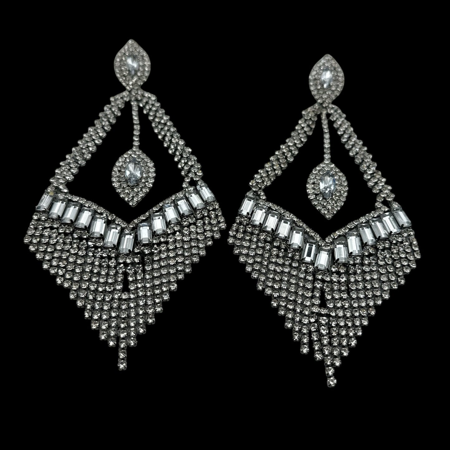 Glam Rhinestone Tassel Statement Earrings – Bold Elegant Dangle Jewellery for Special Occasions - Fatisha Boutique