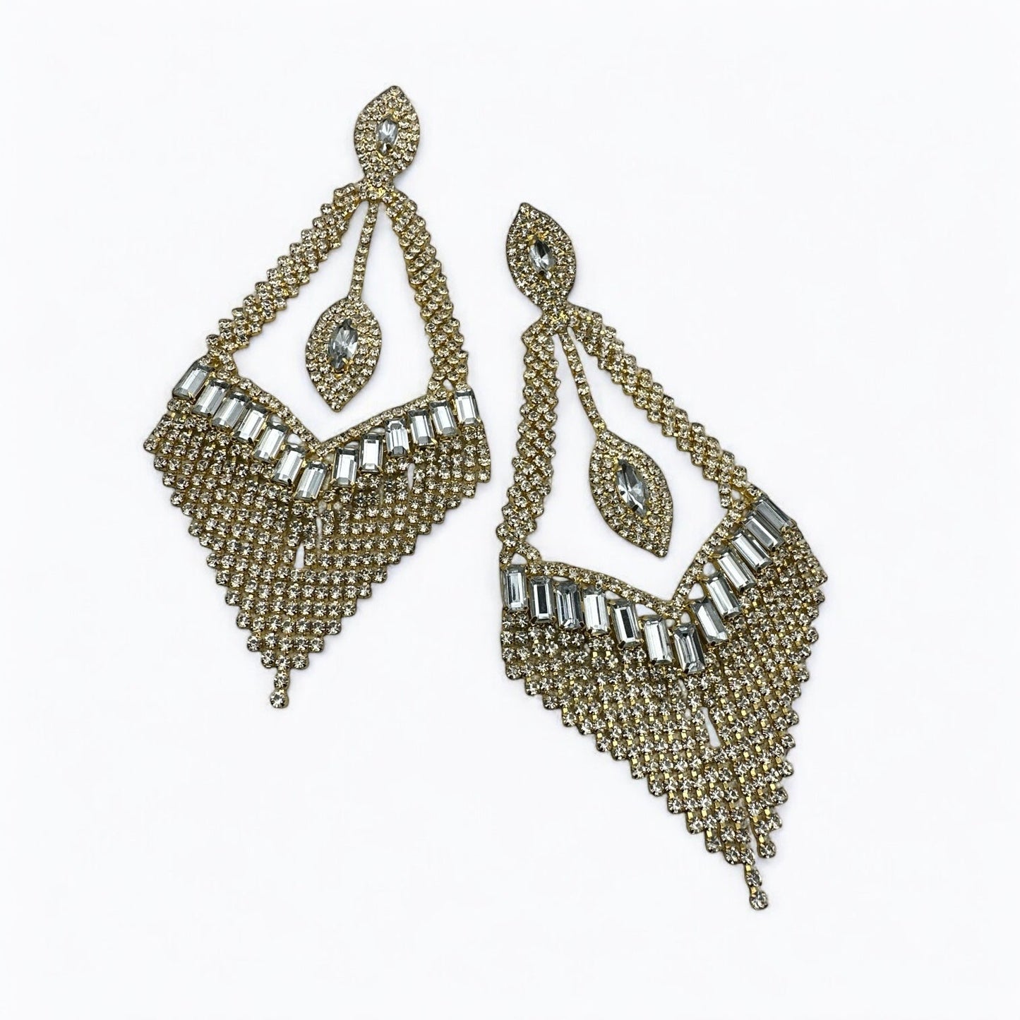 Glam Rhinestone Tassel Statement Earrings – Bold Elegant Dangle Jewellery for Special Occasions - Fatisha Boutique