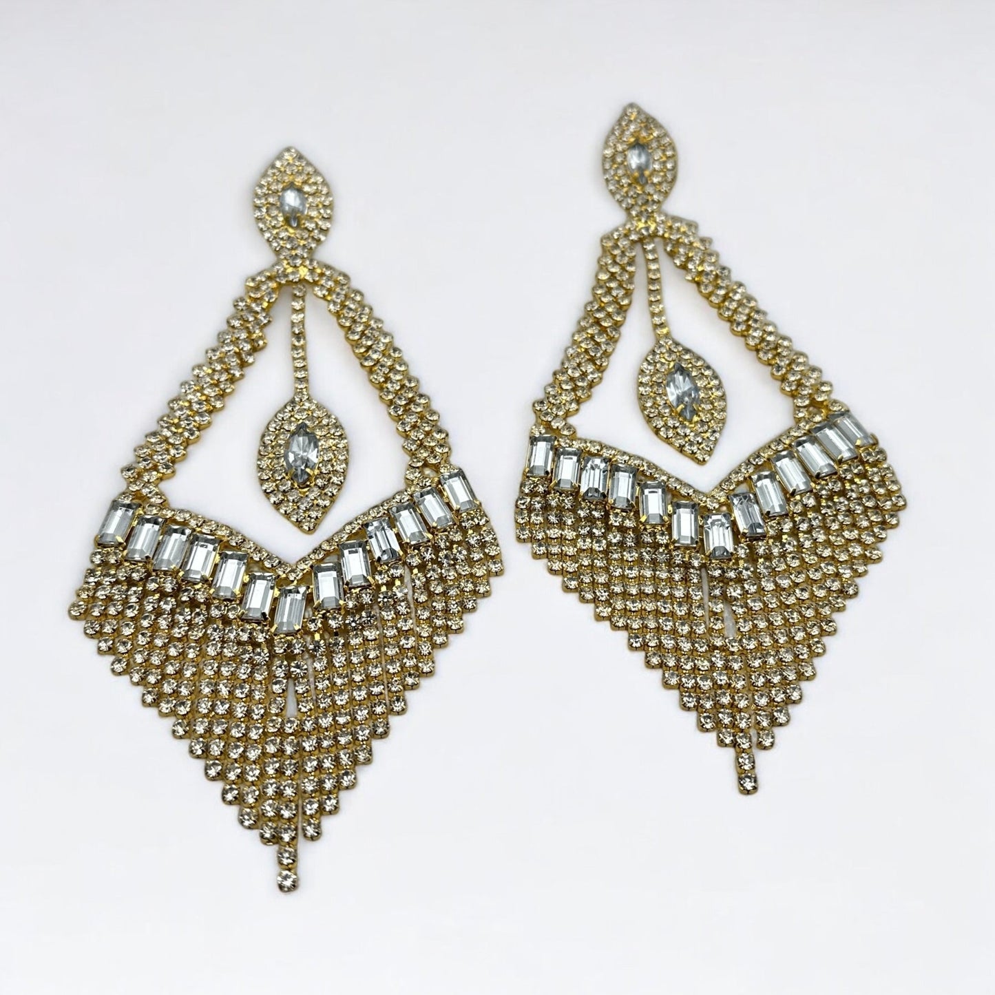 Glam Rhinestone Tassel Statement Earrings – Bold Elegant Dangle Jewellery for Special Occasions - Fatisha Boutique