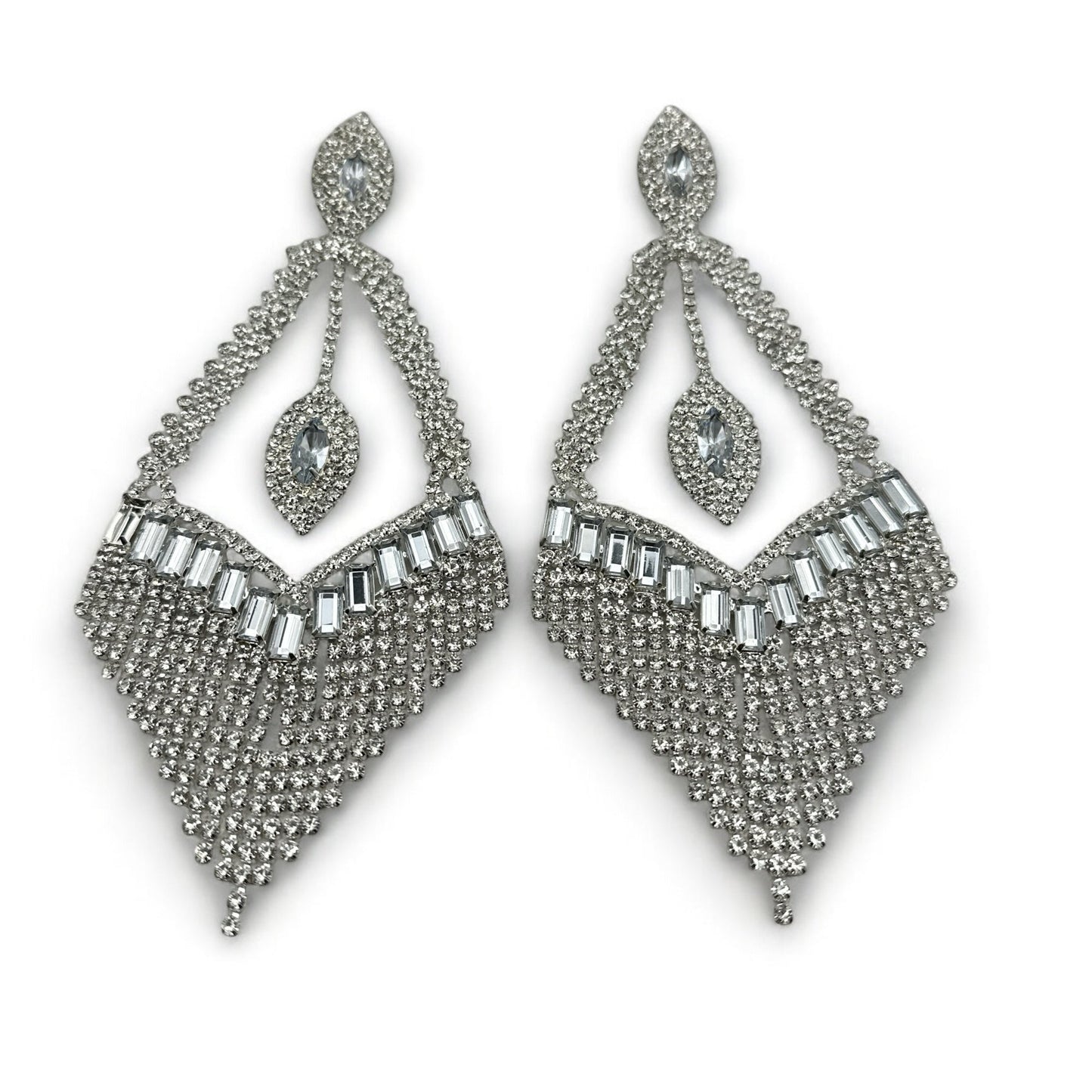 Glam Rhinestone Tassel Statement Earrings – Bold Elegant Dangle Jewellery for Special Occasions - Fatisha Boutique