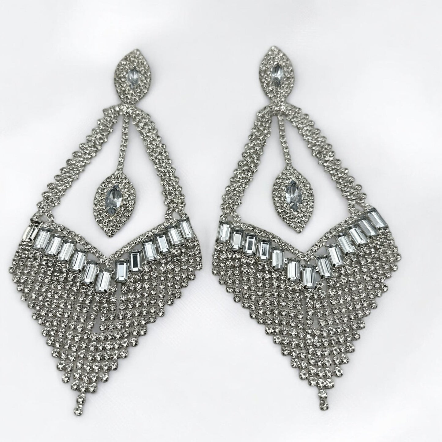 Glam Rhinestone Tassel Statement Earrings – Bold Elegant Dangle Jewellery for Special Occasions - Fatisha Boutique