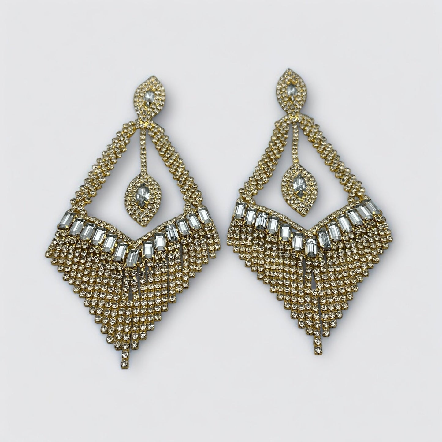 Glam Rhinestone Tassel Statement Earrings – Bold Elegant Dangle Jewellery for Special Occasions - Fatisha Boutique