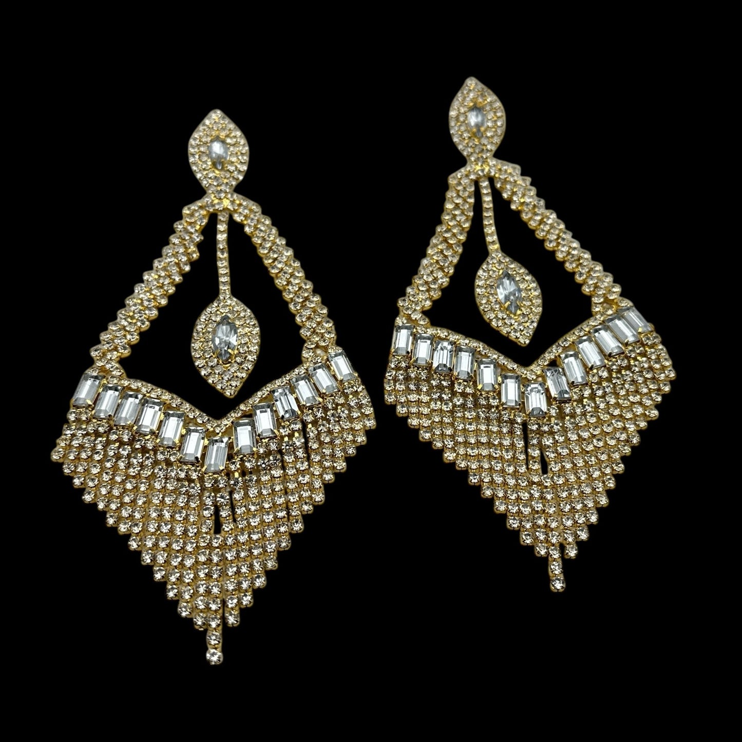 Glam Rhinestone Tassel Statement Earrings – Bold Elegant Dangle Jewellery for Special Occasions - Fatisha Boutique