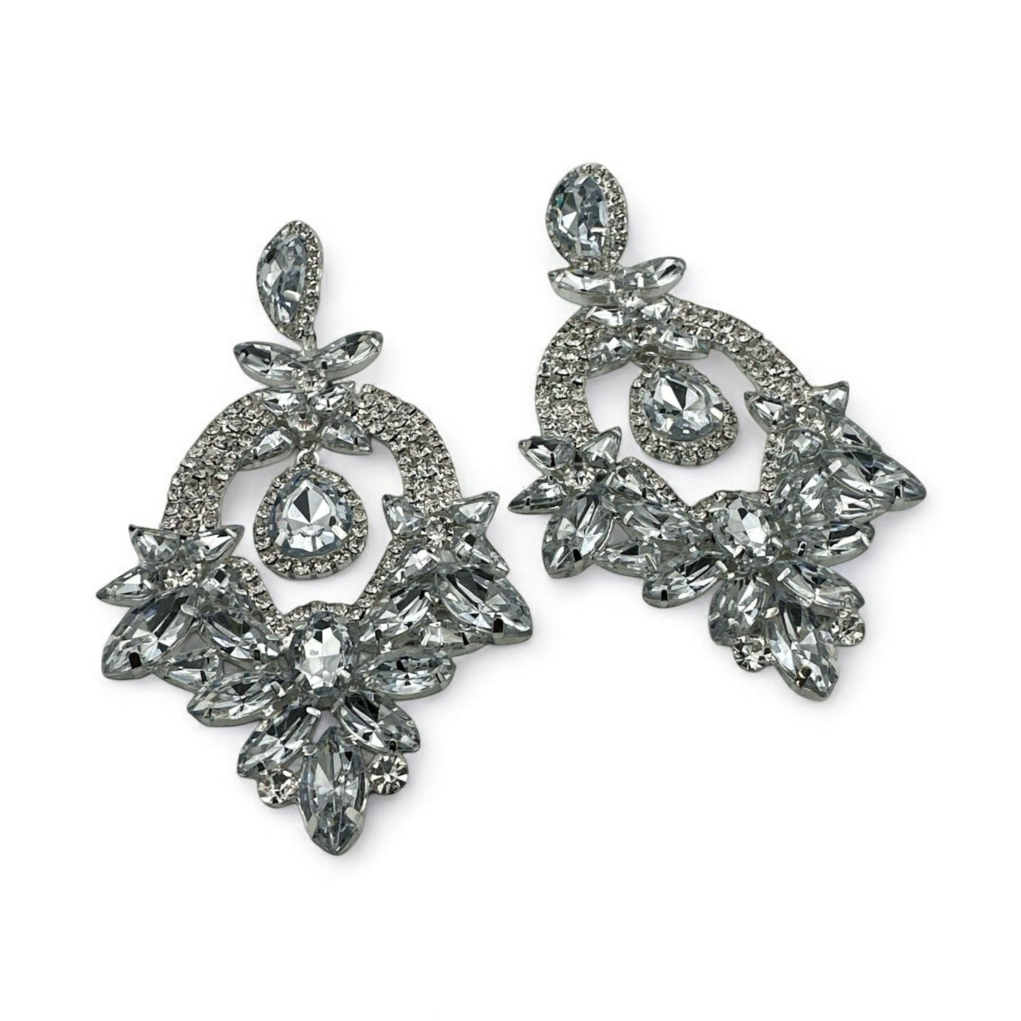 Glamorous Crystal Diamante Dangle Earrings – Bold Statement Sparkly Jewellery for Women - Fatisha Boutique