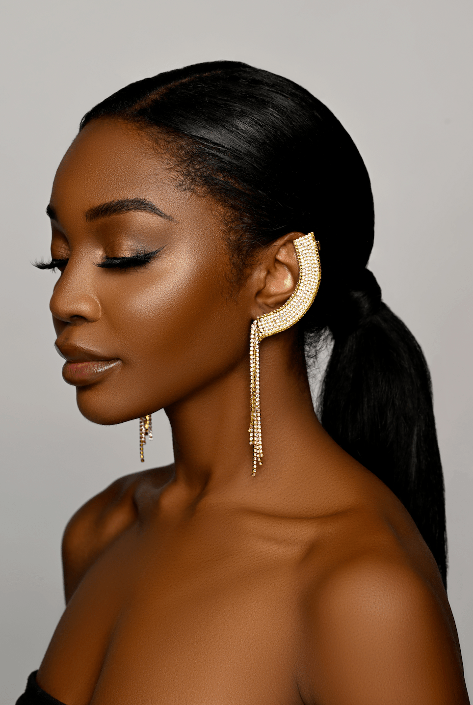 Glamorous Crystal Diamante Rhinestone Wrapped Stud Earrings - Fatisha Boutique
