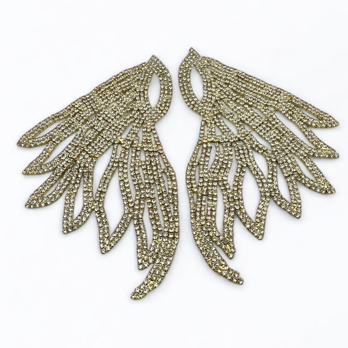 Glamorous Crystal Rhinestone Wing Earrings – Long Sparkling Statement Diamante Stud Drop Design - Fatisha Boutique