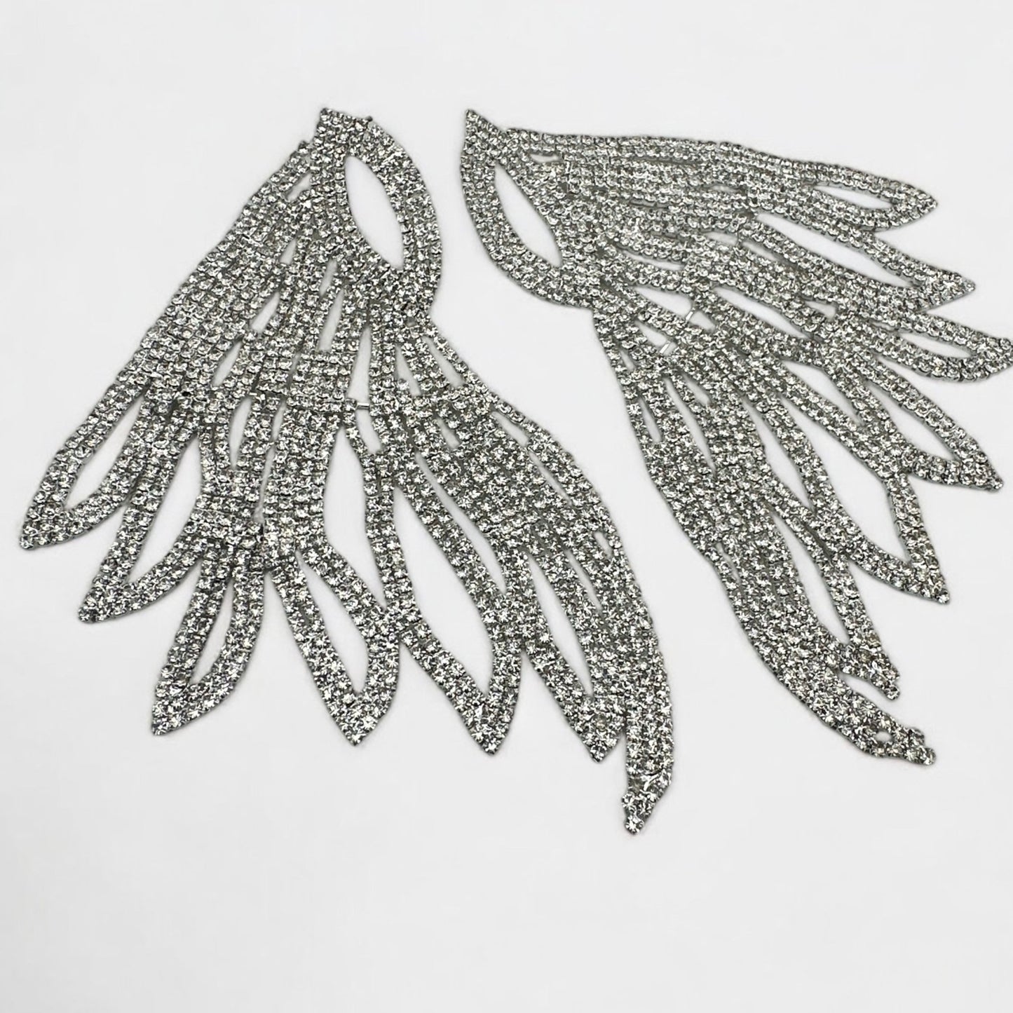 Glamorous Crystal Rhinestone Wing Earrings – Long Sparkling Statement Diamante Stud Drop Design - Fatisha Boutique