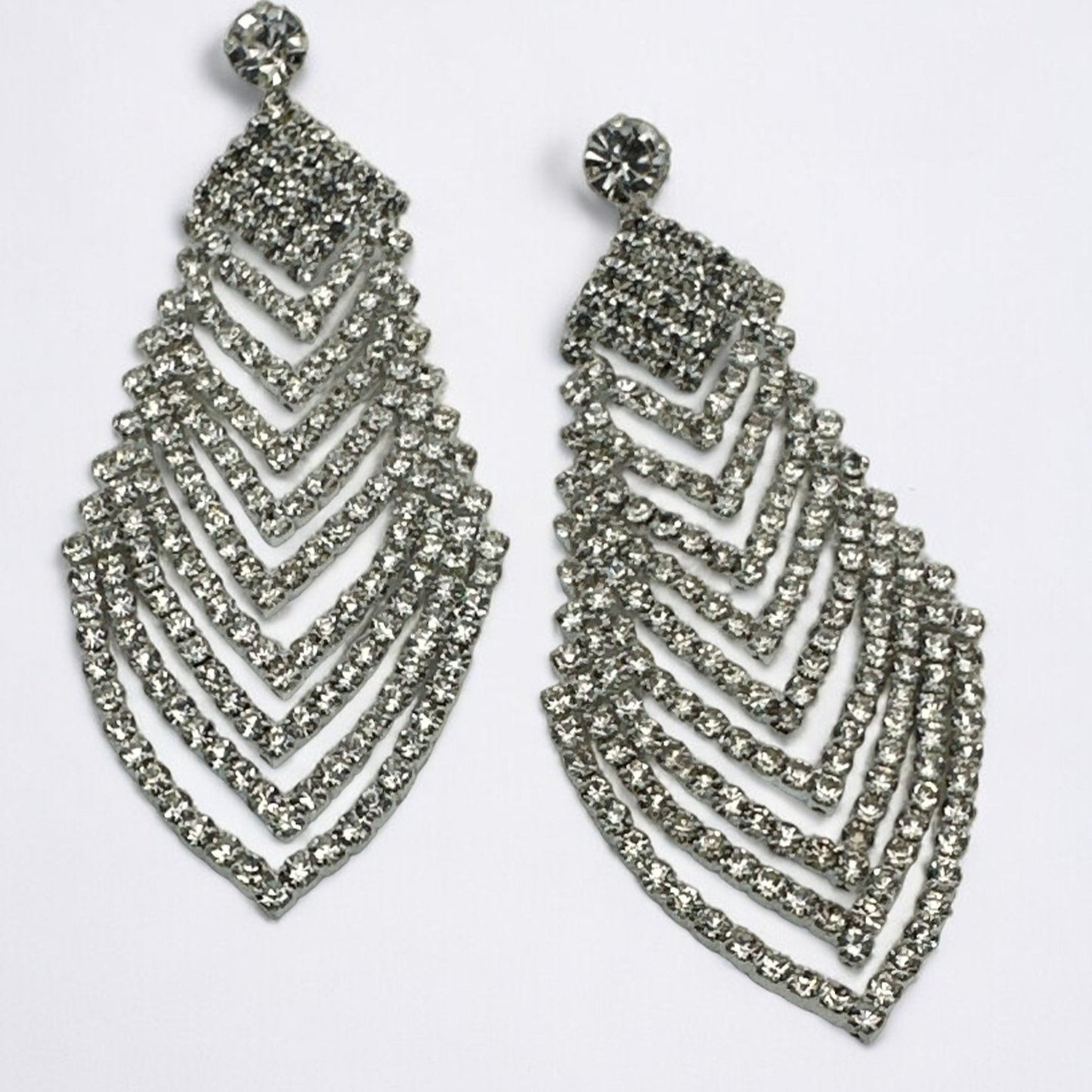 Glamorous Crystals Diamante Rhinestone Leaf Dangle Drop Earrings - Fatisha Boutique