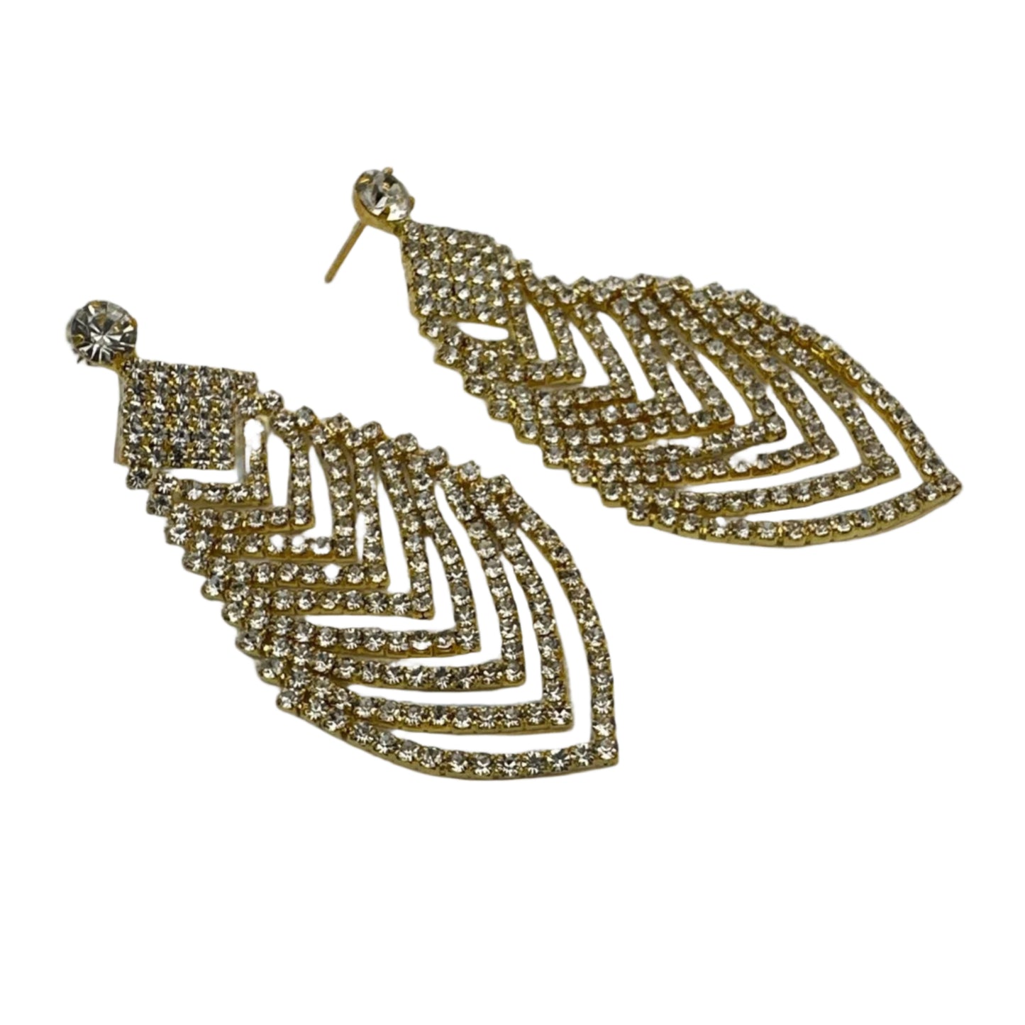 Glamorous Crystals Diamante Rhinestone Leaf Dangle Drop Earrings - Fatisha Boutique