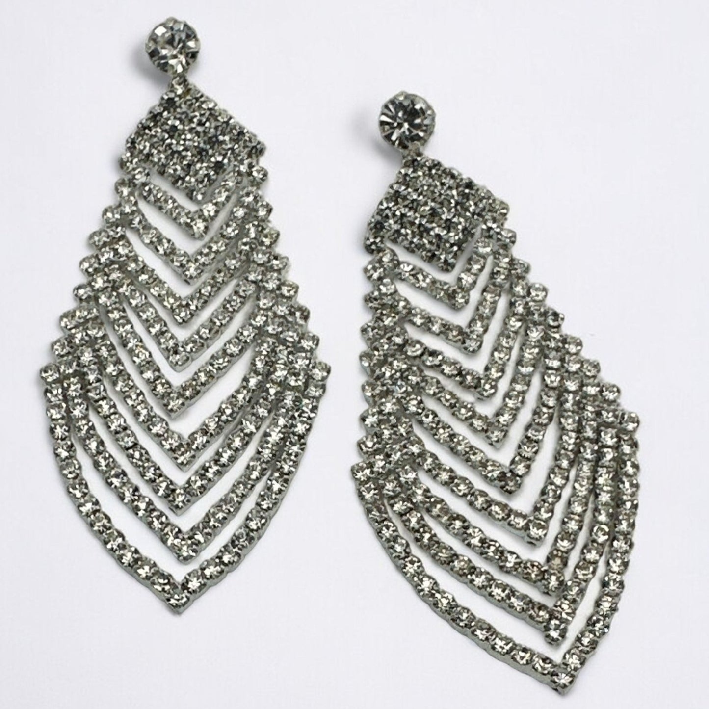 Glamorous Crystals Diamante Rhinestone Leaf Dangle Drop Earrings - Fatisha Boutique