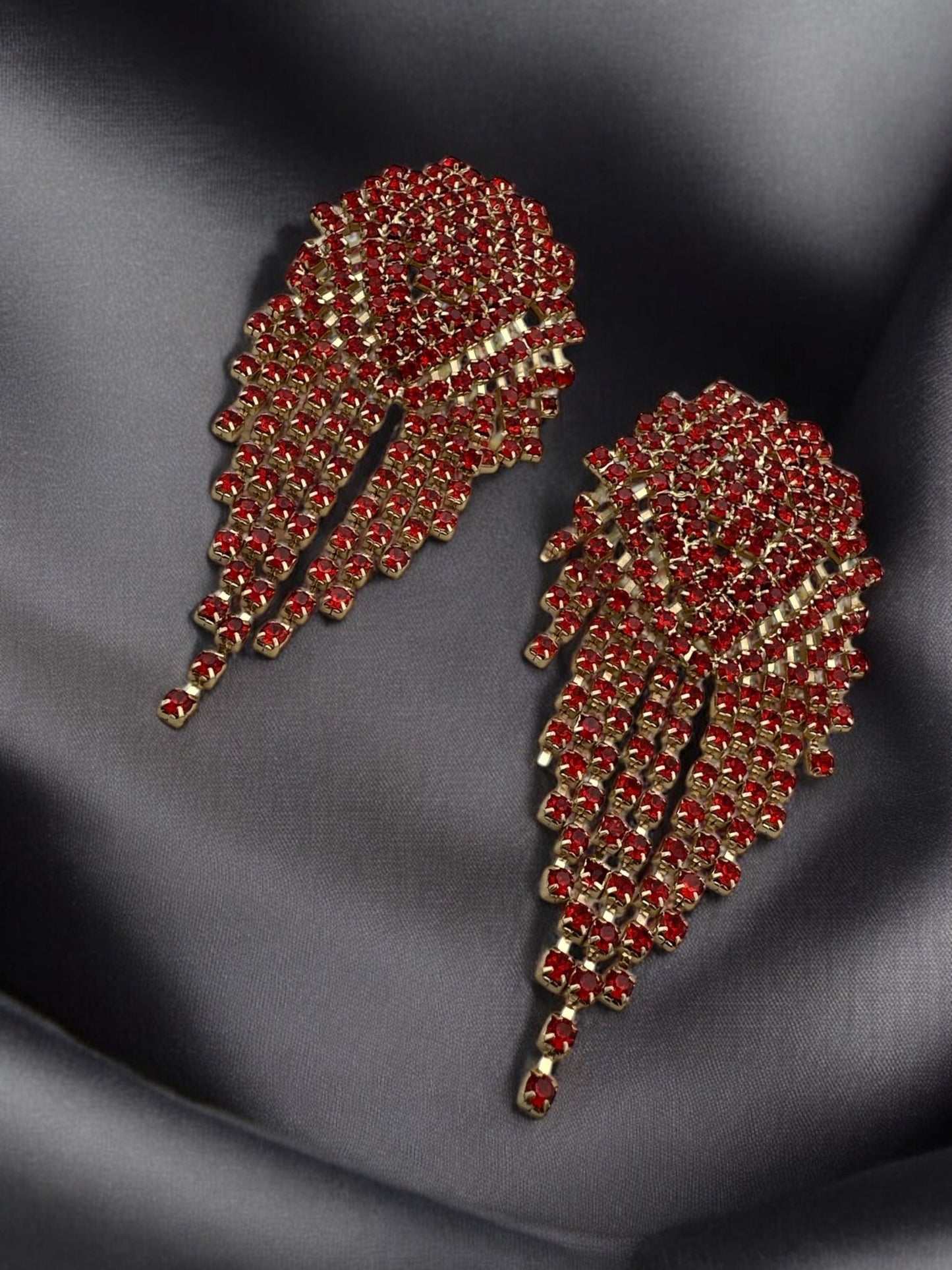 Glamorous Diamante Rhinestone Crystal Cascade Tassel Statement Drop Earrings - Fatisha Boutique
