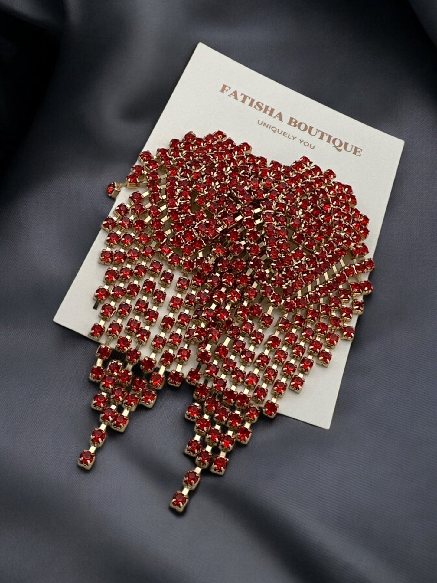 Glamorous Diamante Rhinestone Crystal Cascade Tassel Statement Drop Earrings - Fatisha Boutique