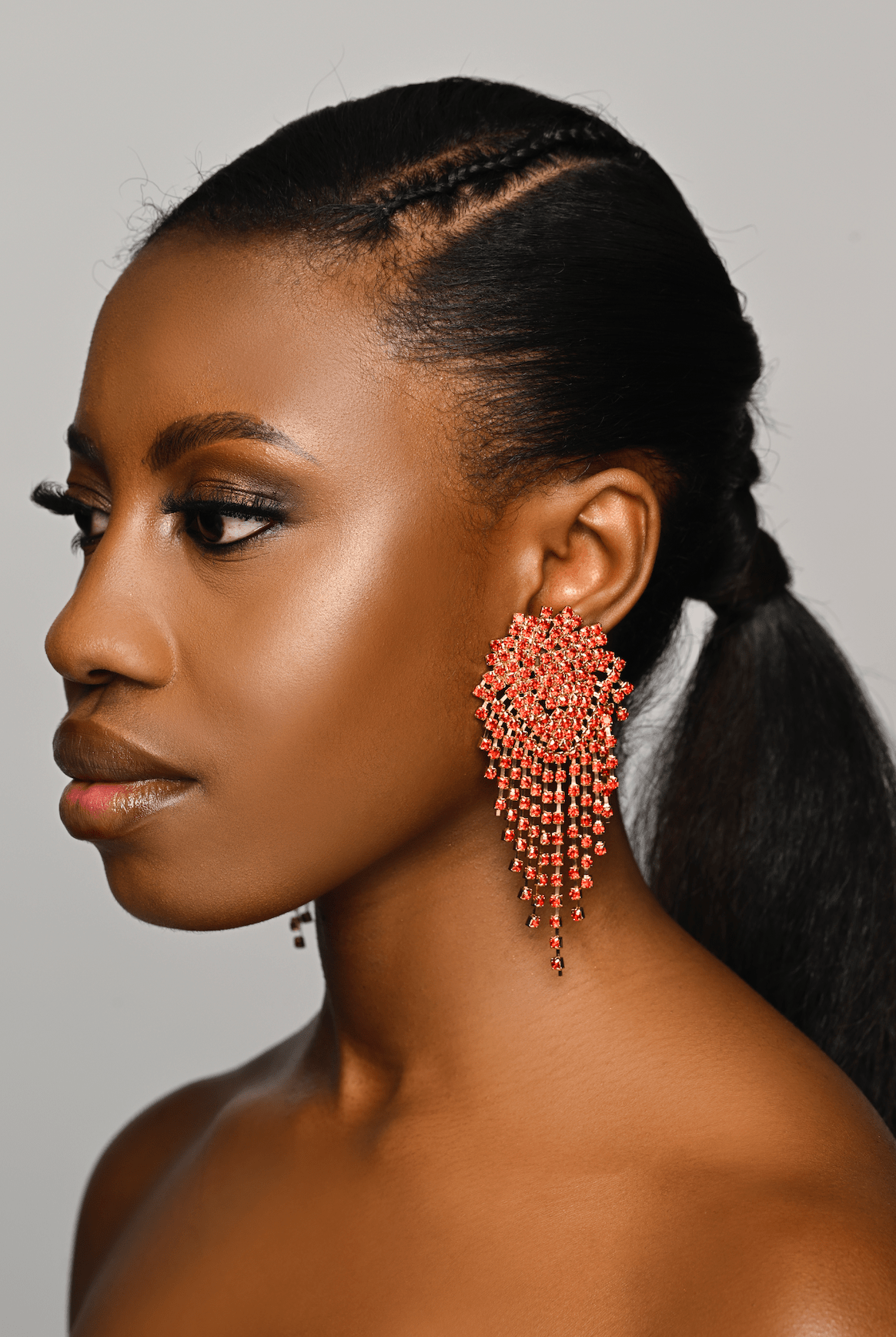 Glamorous Diamante Rhinestone Crystal Cascade Tassel Statement Drop Earrings - Fatisha Boutique
