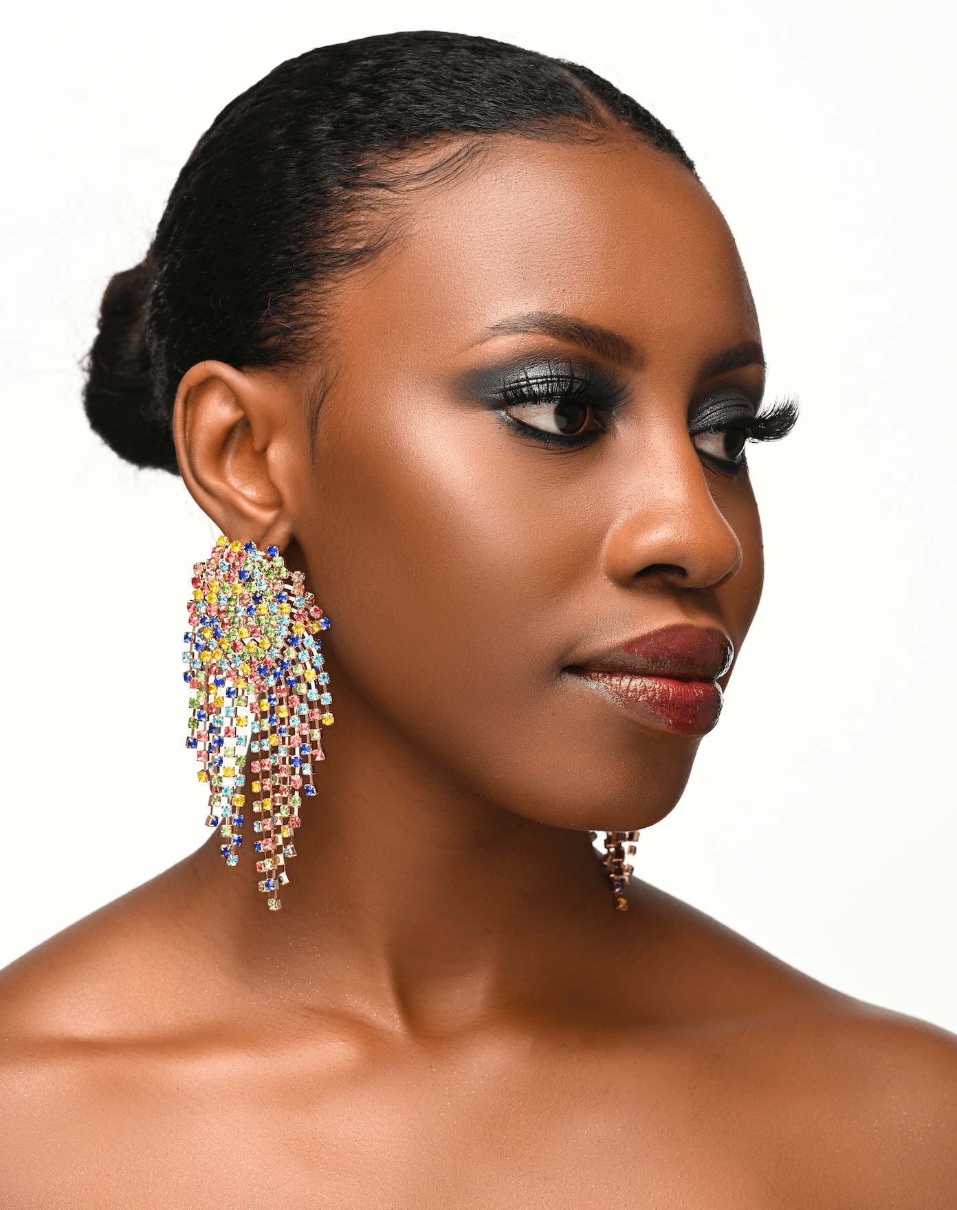 Glamorous Diamante Rhinestone Crystal Cascade Tassel Statement Drop Earrings - Fatisha Boutique