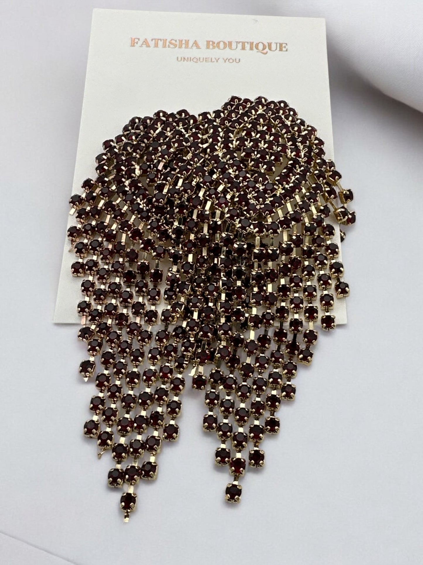 Glamorous Diamante Rhinestone Crystal Cascade Tassel Statement Drop Earrings - Fatisha Boutique
