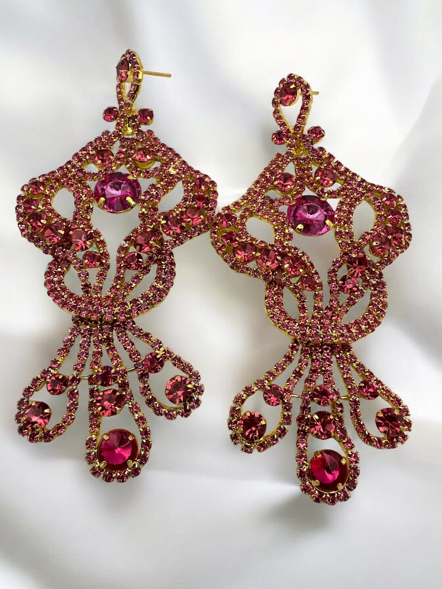Glamorous Long Elegant Gemstone Crystal Diamante Tassel Dangle Earrings - Fatisha Boutique