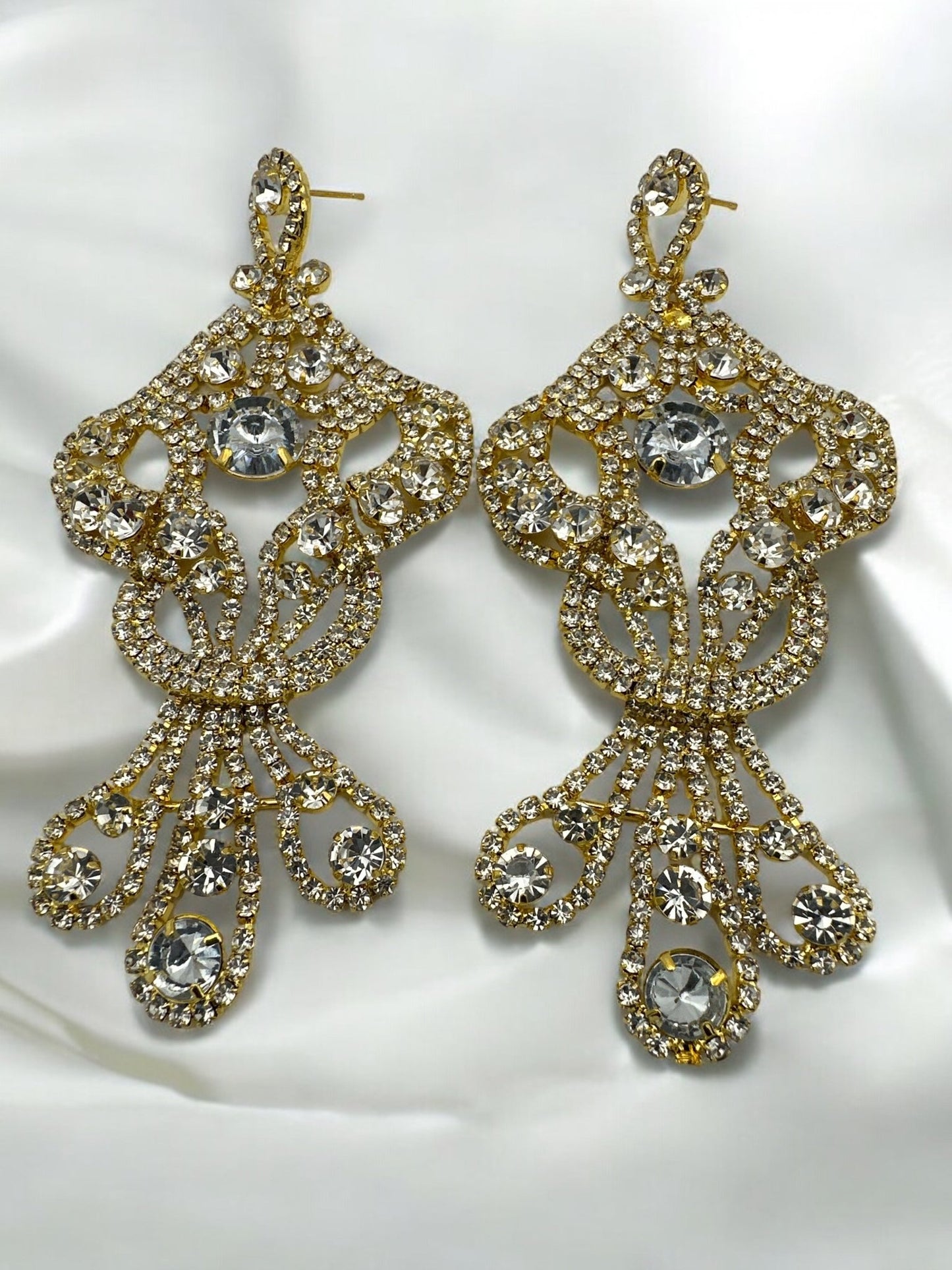Glamorous Long Elegant Gemstone Crystal Diamante Tassel Dangle Earrings - Fatisha Boutique