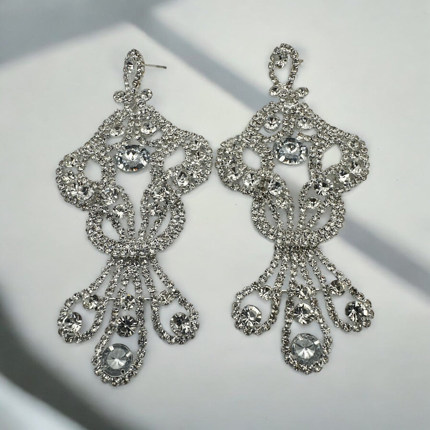 Glamorous Long Elegant Gemstone Crystal Diamante Tassel Dangle Earrings - Fatisha Boutique