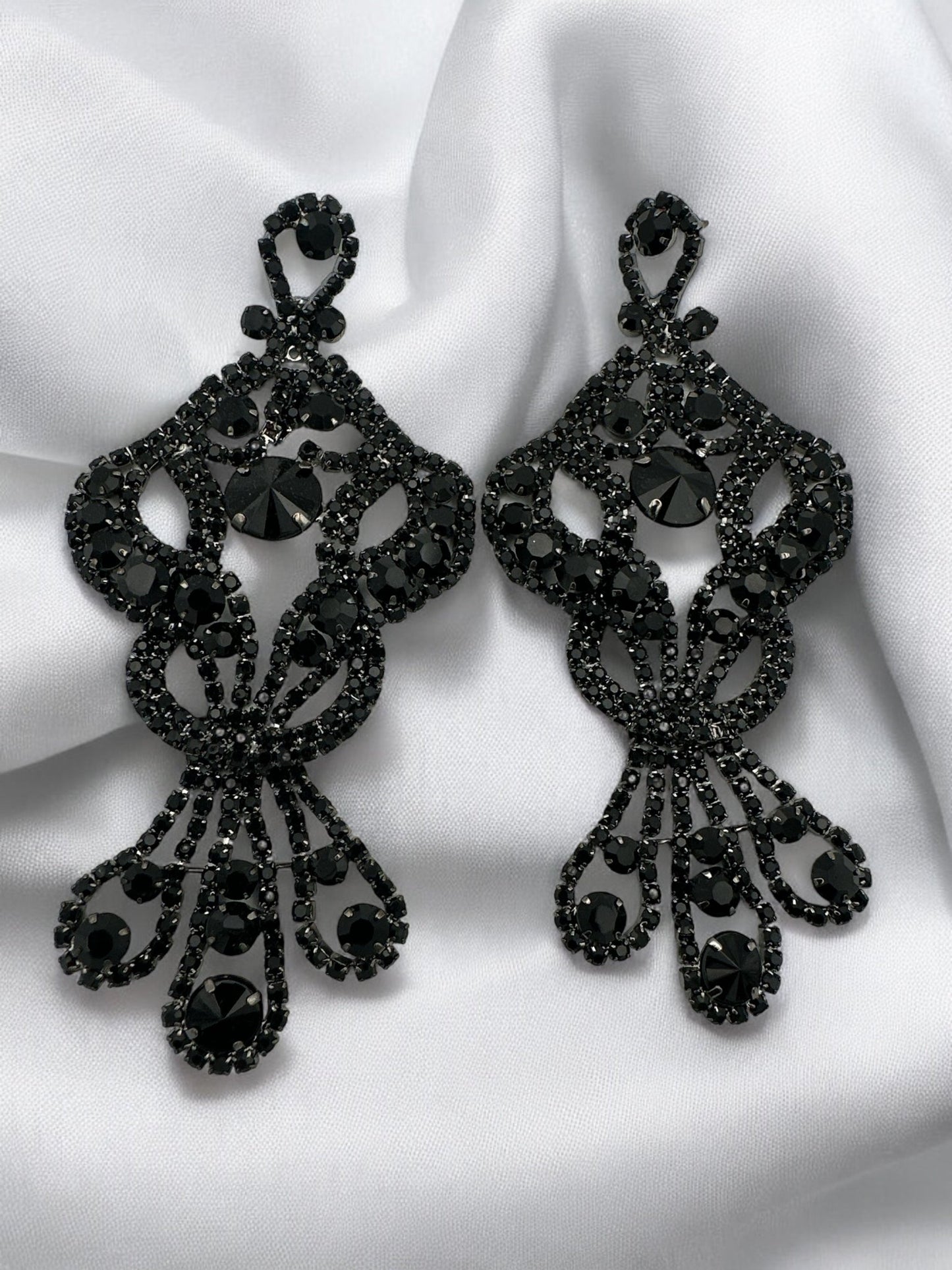 Glamorous Long Elegant Gemstone Crystal Diamante Tassel Dangle Earrings - Fatisha Boutique