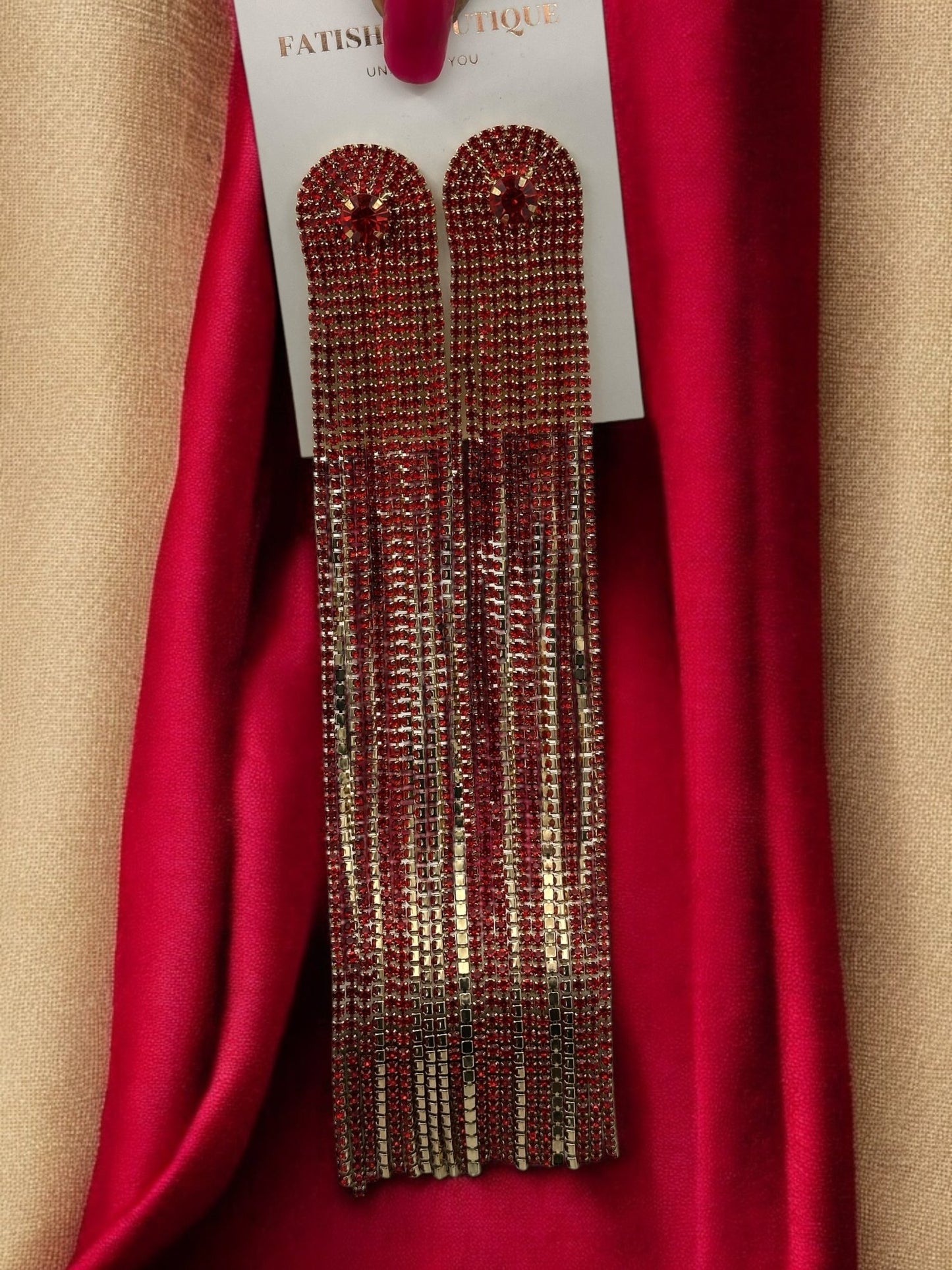 Glamorous Long Tassel Crystal Rhinestone Statement Earrings - Fatisha Boutique