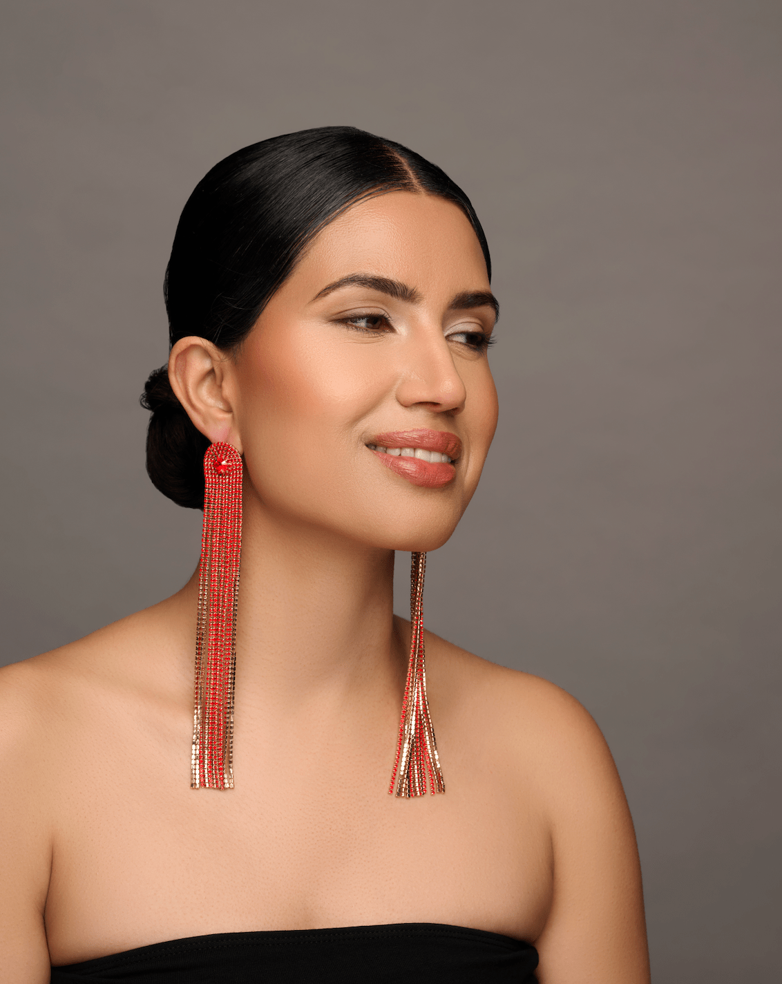 Glamorous Long Tassel Crystal Rhinestone Statement Earrings - Fatisha Boutique