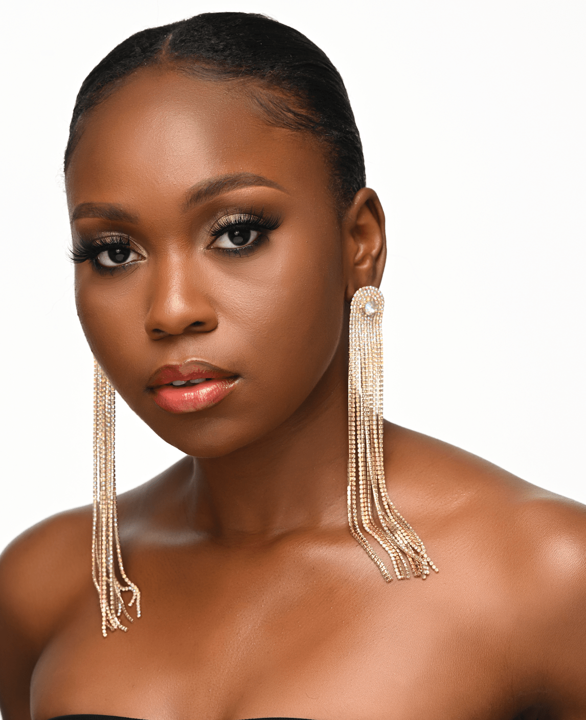 Glamorous Long Tassel Crystal Rhinestone Statement Earrings - Fatisha Boutique