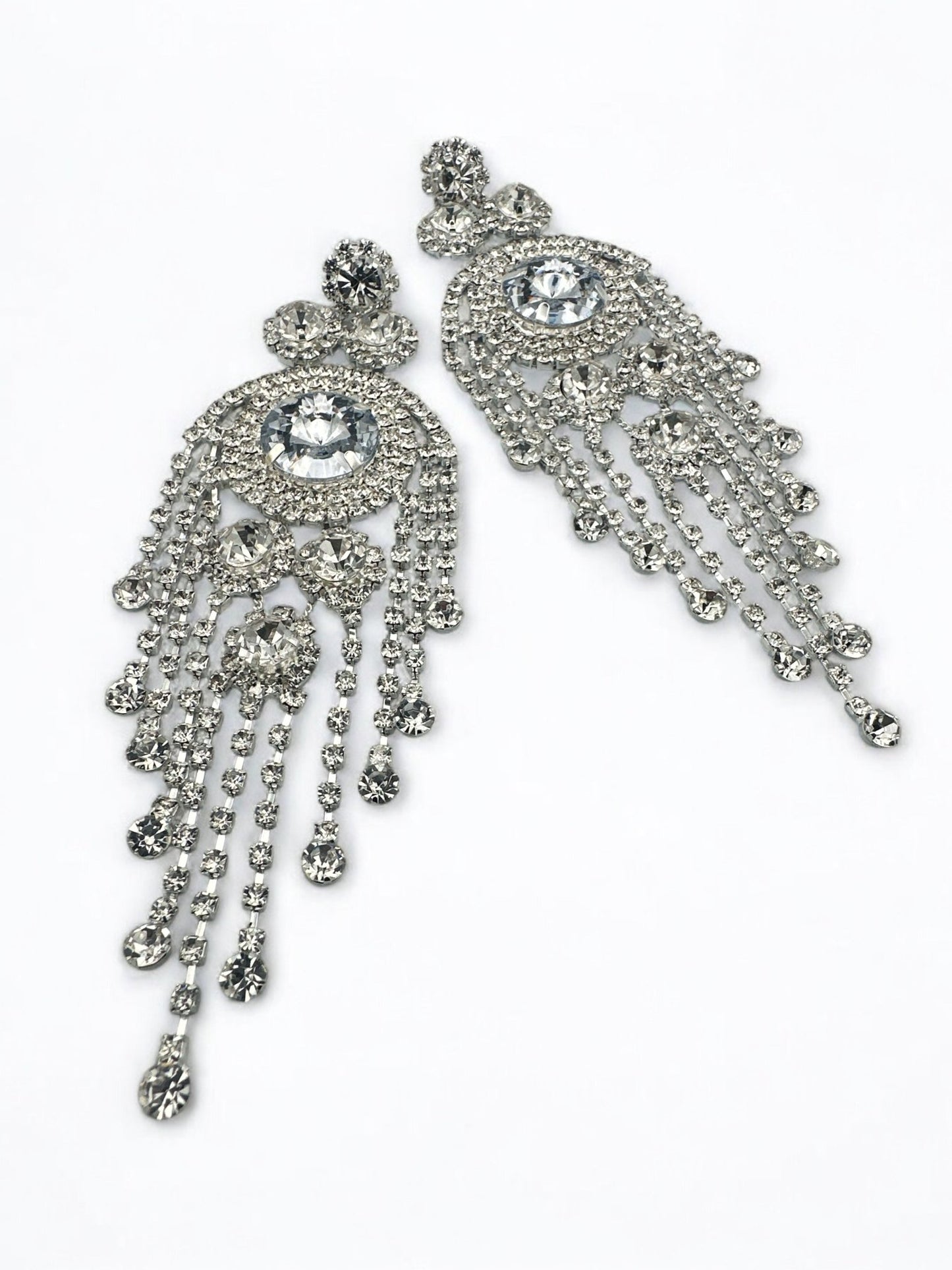Glamorous Luxury Crystal Chandelier Drop Tassels Statement Earrings - Fatisha Boutique