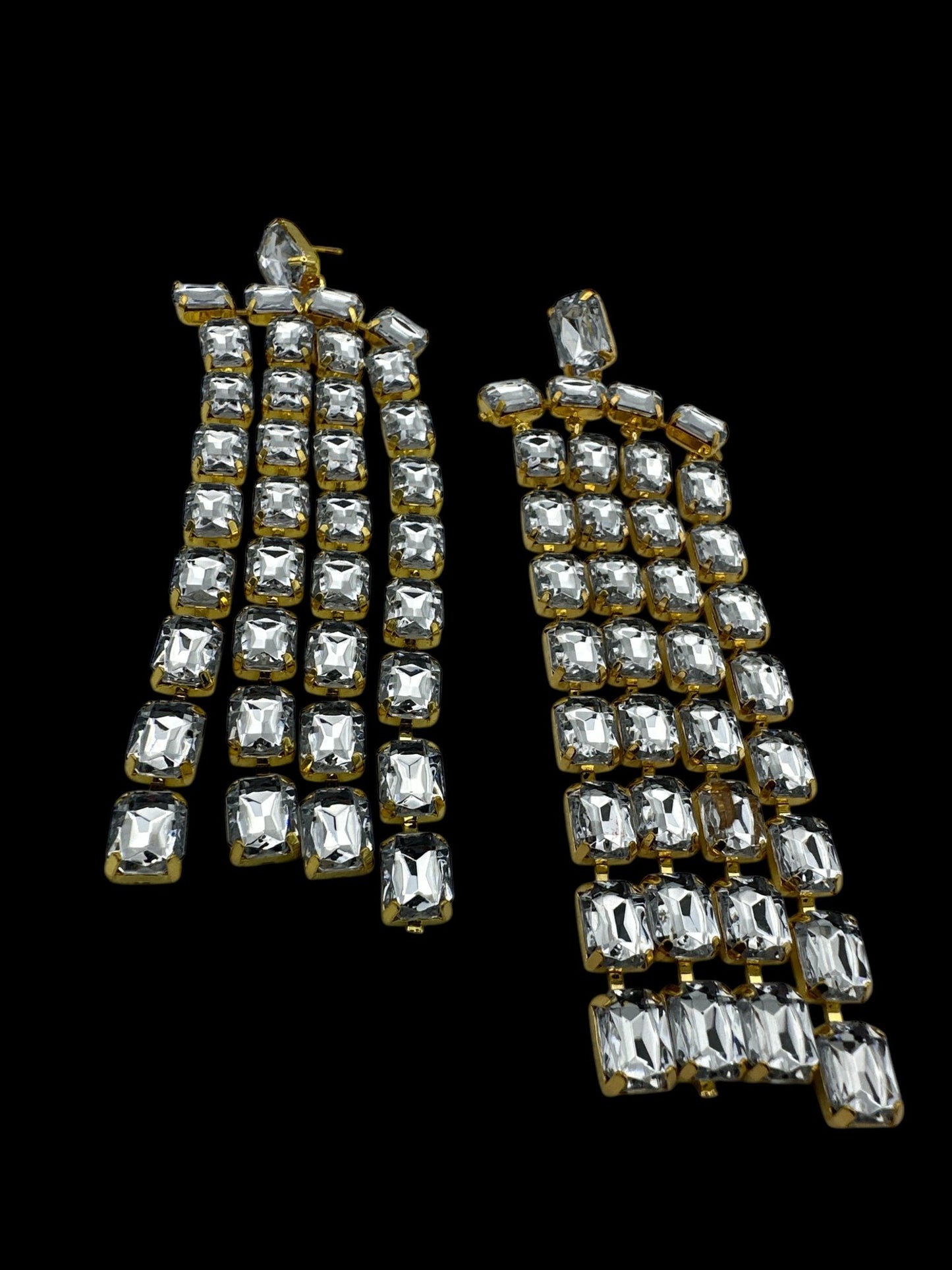 Glamorous Multi - Strand Statement Luxury Crystal Chandelier Drop Earrings - Fatisha Boutique