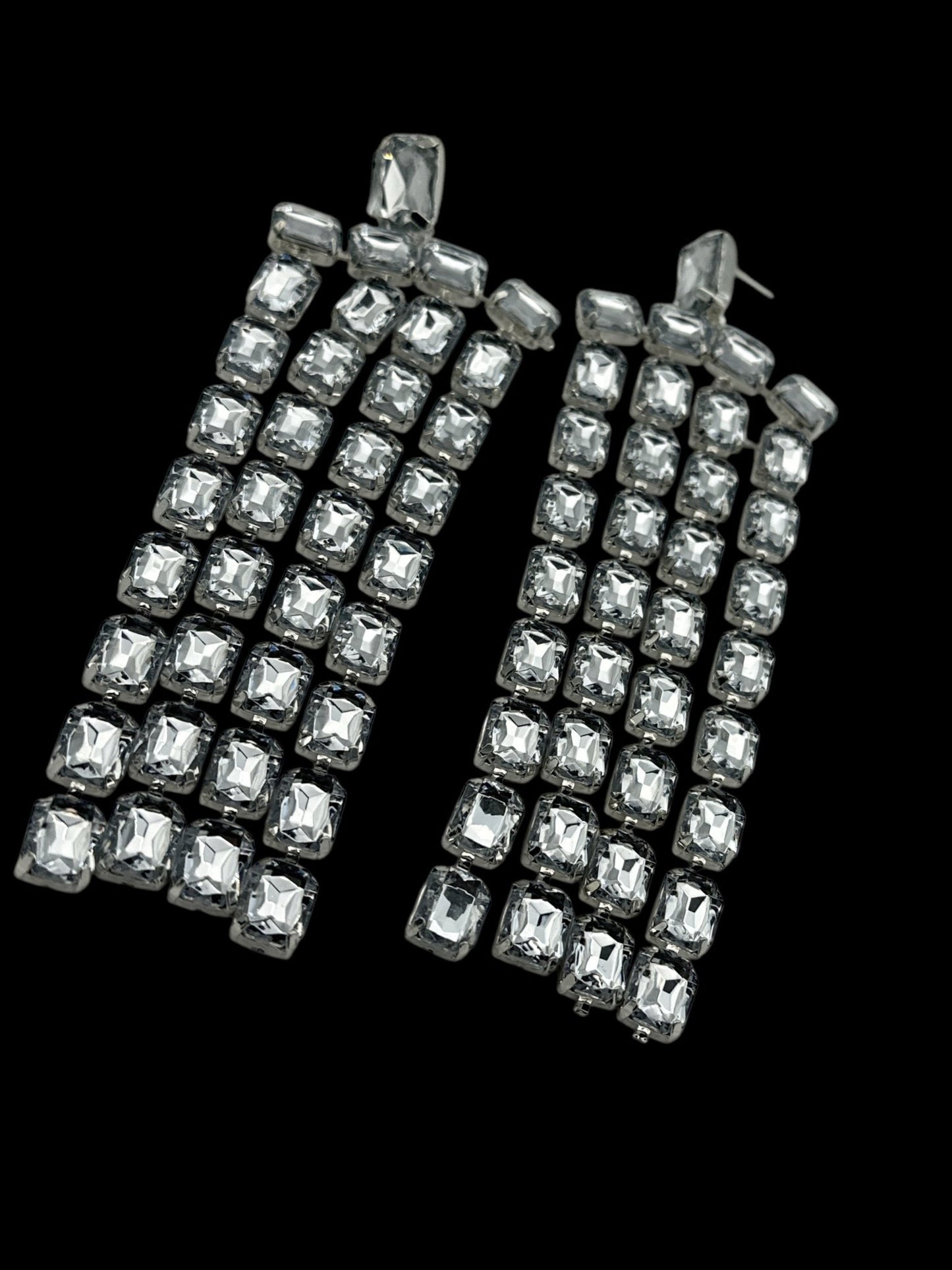 Glamorous Multi - Strand Statement Luxury Crystal Chandelier Drop Earrings - Fatisha Boutique