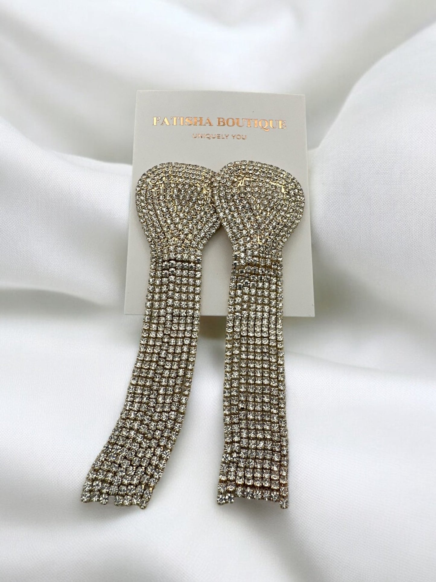 Glamorous Rhinestone Dangle Earrings with Long Tassels - Fatisha Boutique
