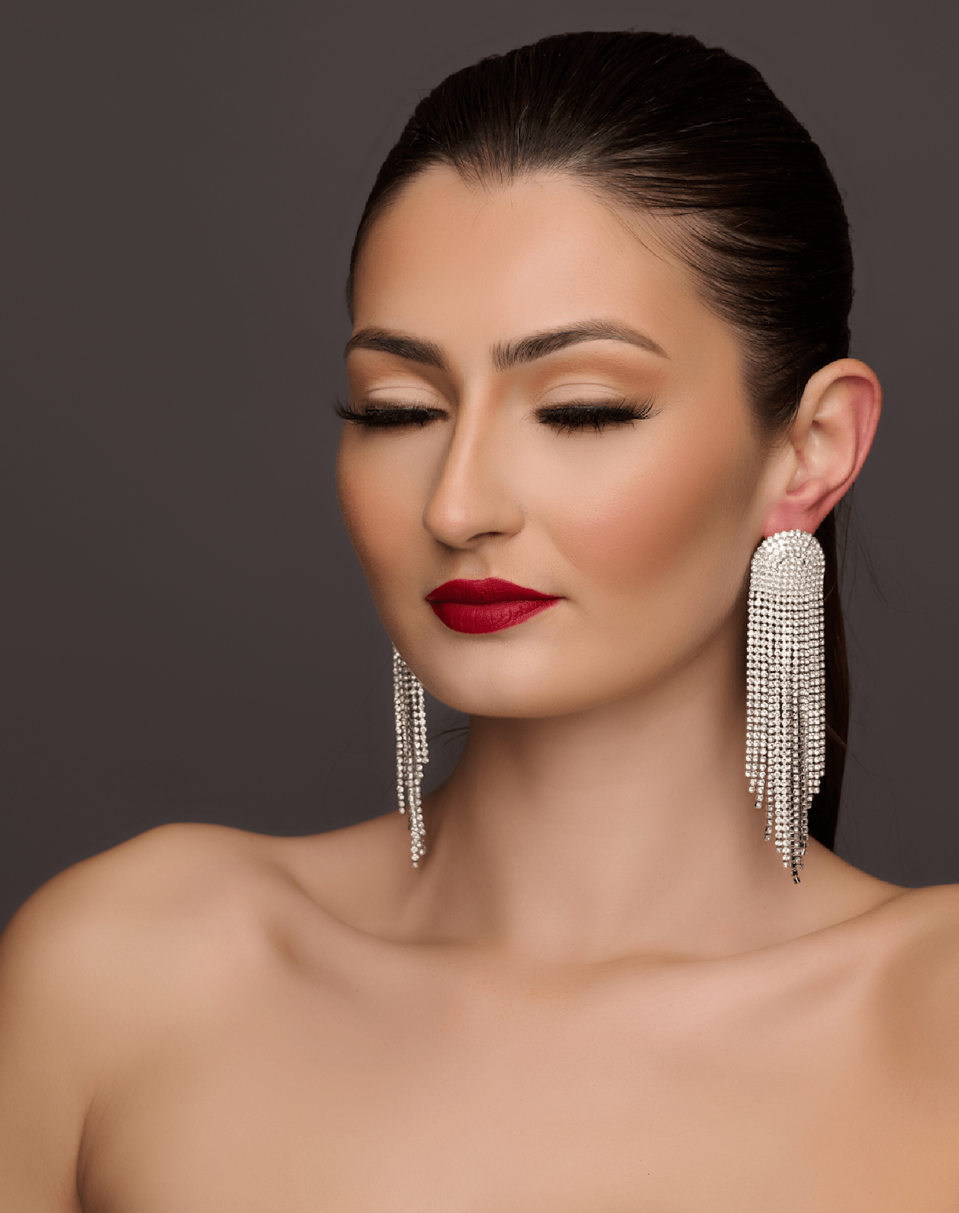 Glamorous Statement Crystal Diamante Rhinestone Long Tassel Earrings - Fatisha Boutique