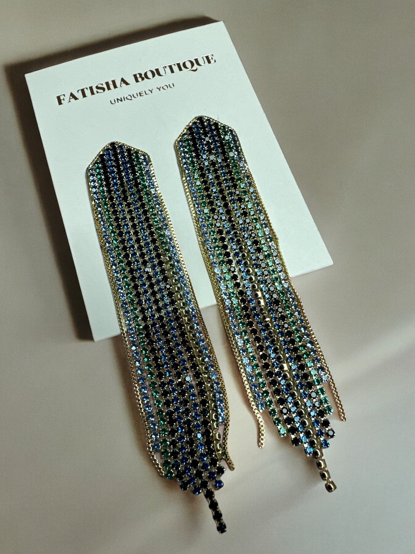 Glamorous Statement Crystal Rhinestone Tassel Earrings - Fatisha Boutique