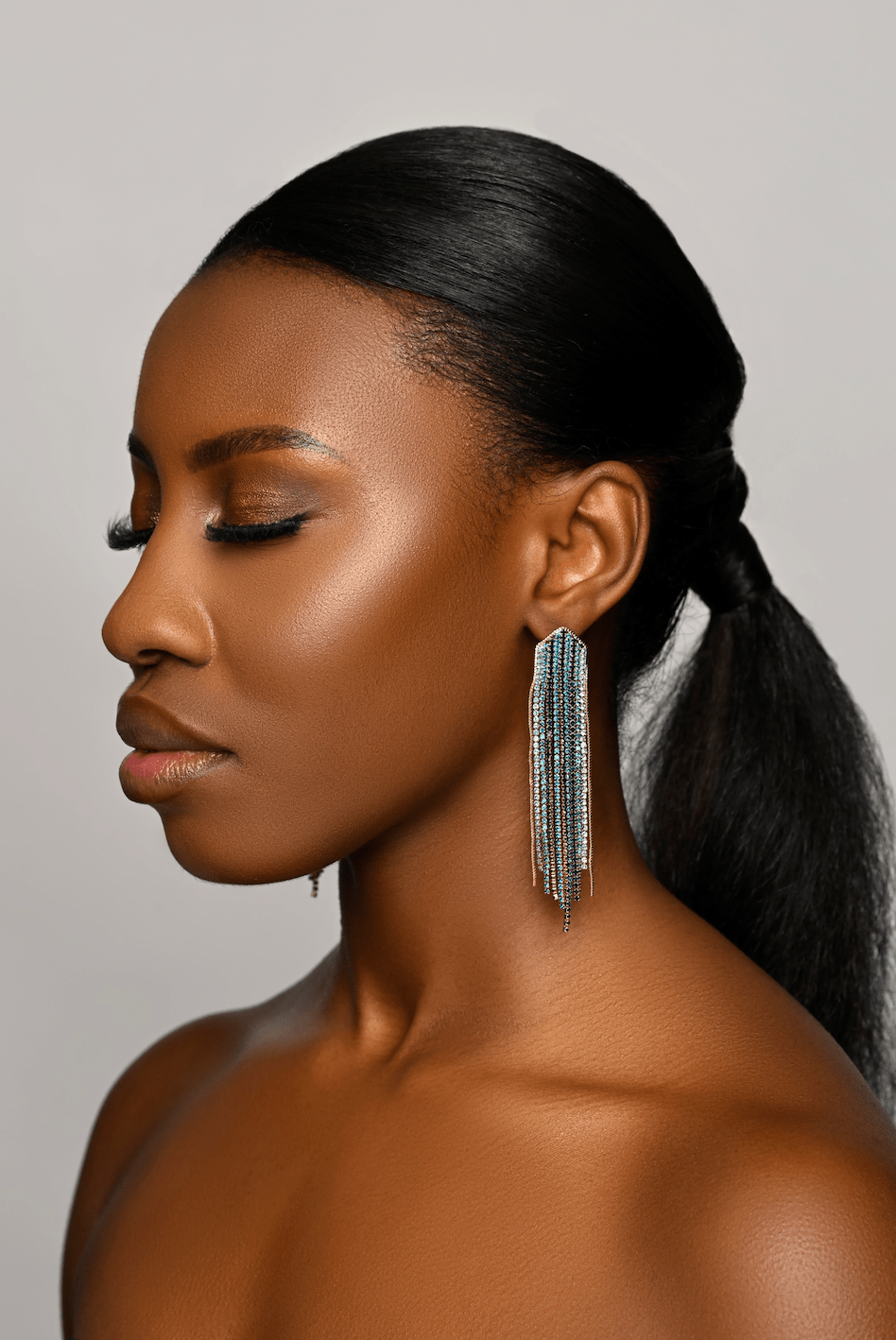 Glamorous Statement Crystal Rhinestone Tassel Earrings - Fatisha Boutique