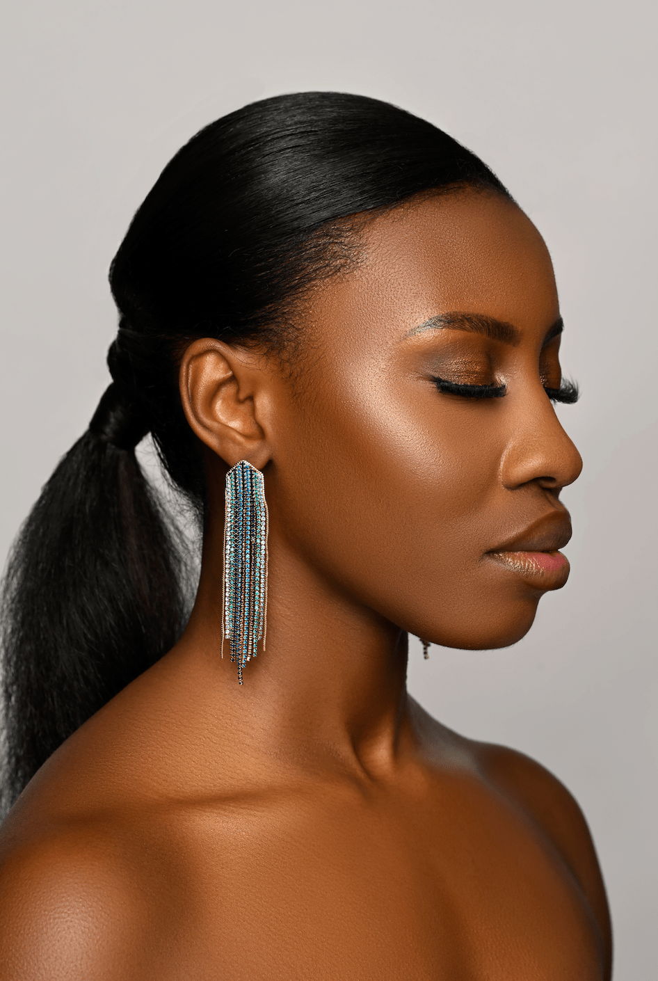 Glamorous Statement Crystal Rhinestone Tassel Earrings - Fatisha Boutique