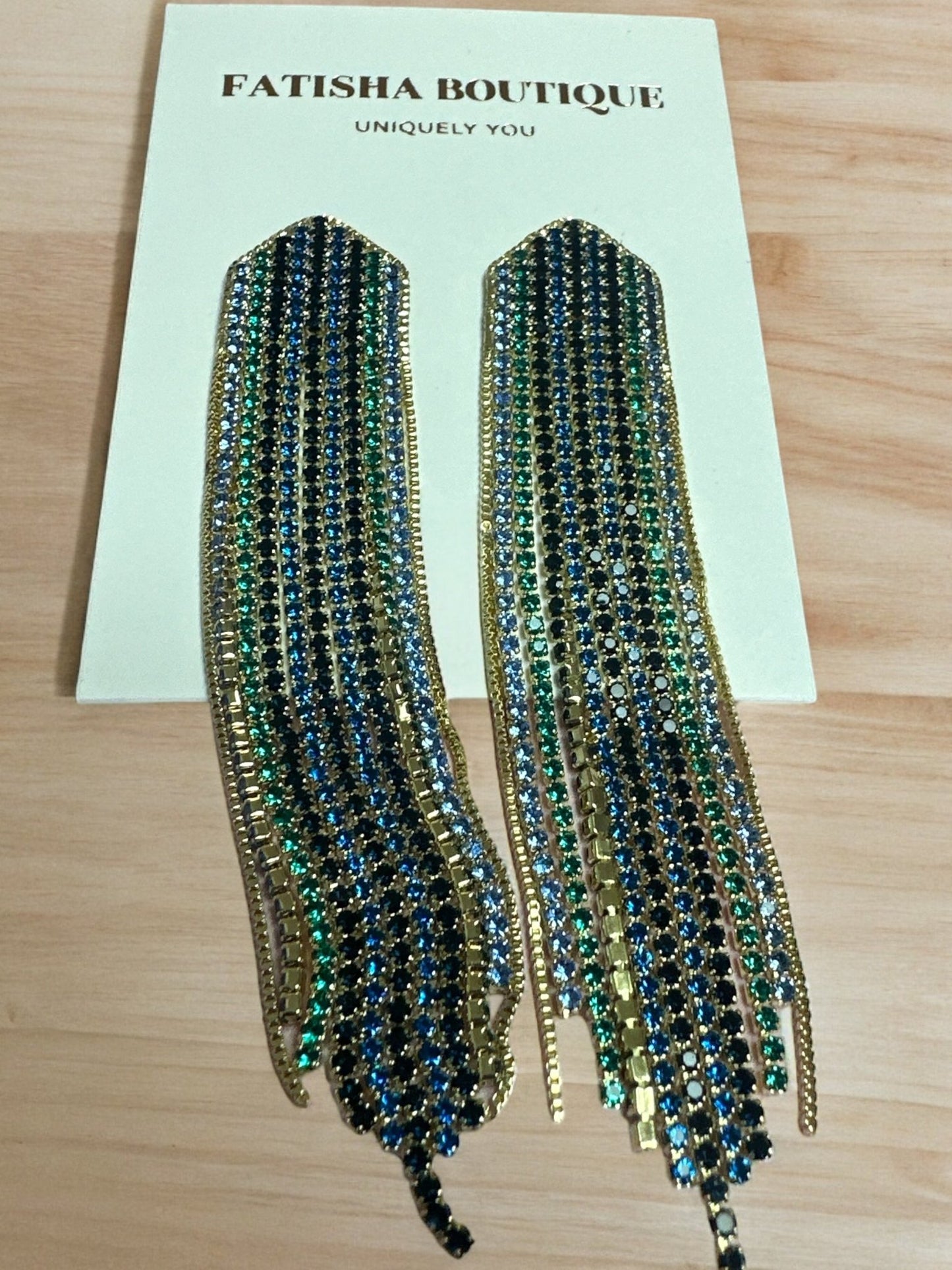 Glamorous Statement Crystal Rhinestone Tassel Earrings - Fatisha Boutique