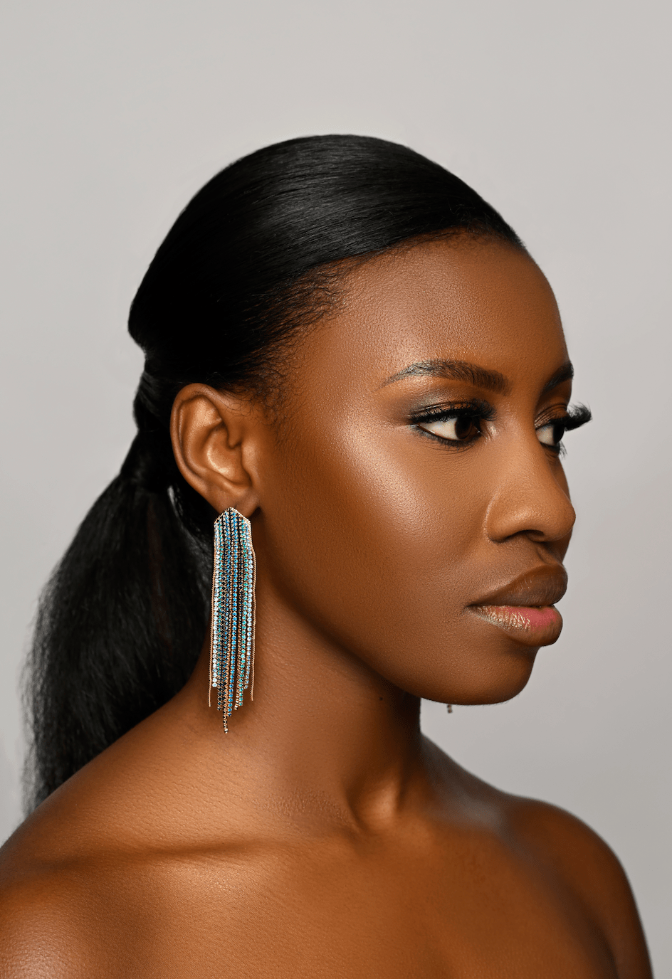 Glamorous Statement Crystal Rhinestone Tassel Earrings - Fatisha Boutique