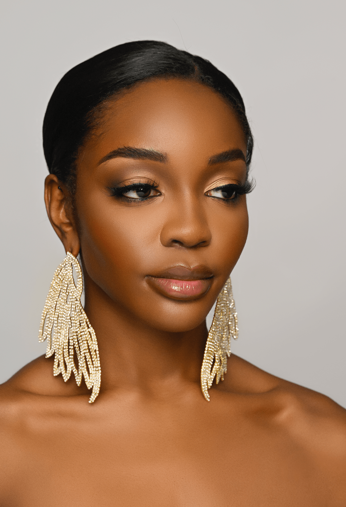 Glamorous Wings Statement Crystal Diamante Rhinestone Long Stud Earrings - Fatisha Boutique