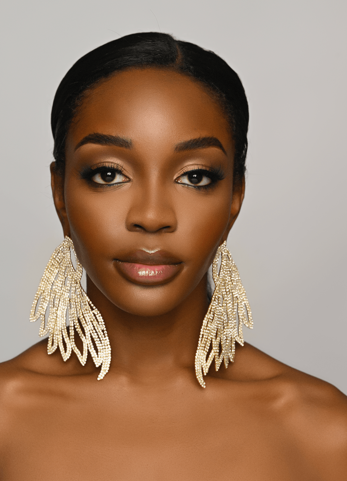 Glamorous Wings Statement Crystal Diamante Rhinestone Long Stud Earrings - Fatisha Boutique