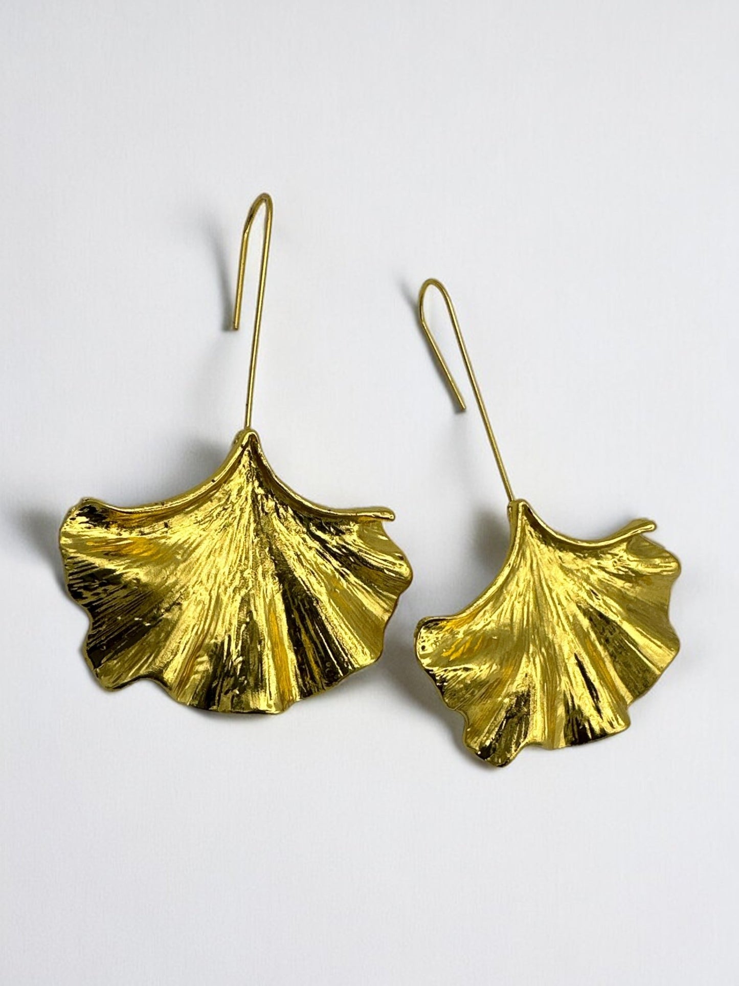 Gold and Silver Ginkgo Leaf Dangle Earrings - Nature - Inspired Jewellery - Fatisha Boutique