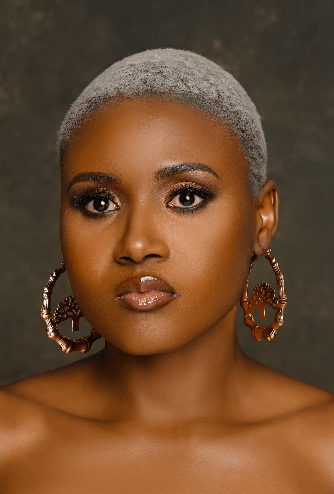 Gold Colour 7CM Chunky Tree Designed Bamboo Hoop Earrings11 - Fatisha Boutique