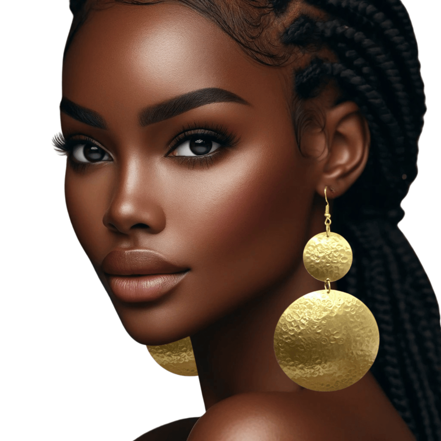 Gold Textured Double Disc Dangle Earrings - Fatisha Boutique